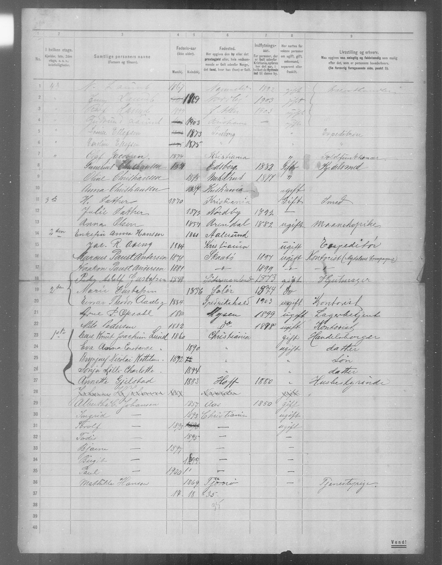 OBA, Municipal Census 1904 for Kristiania, 1904, p. 24112