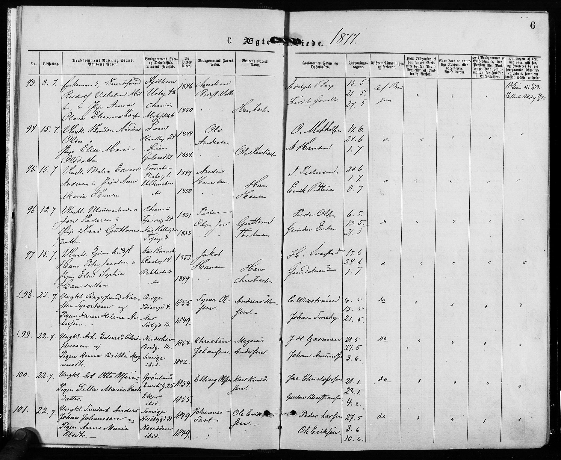 Grønland prestekontor Kirkebøker, AV/SAO-A-10848/F/Fa/L0006: Parish register (official) no. 6, 1877-1886, p. 6