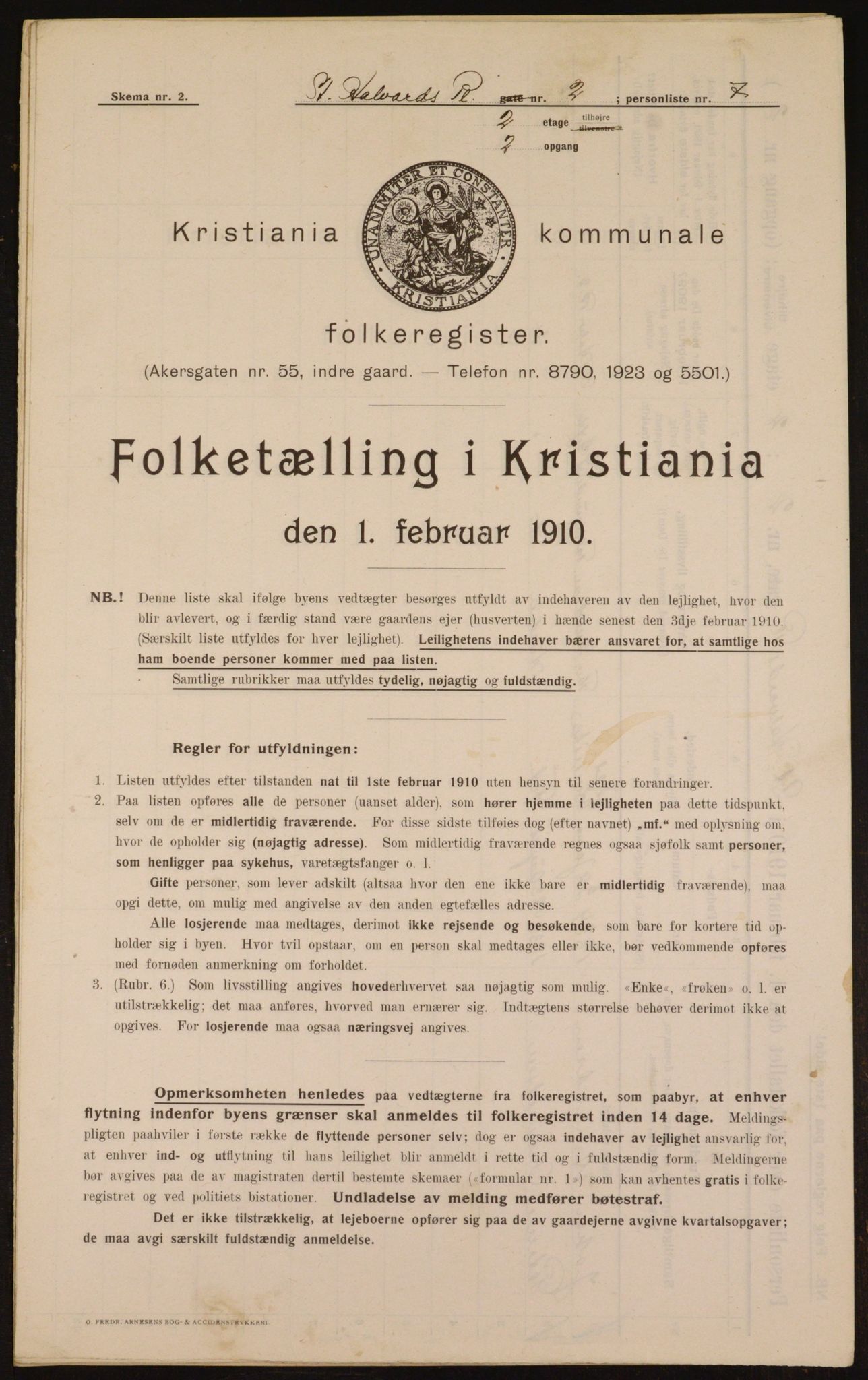 OBA, Municipal Census 1910 for Kristiania, 1910, p. 84053