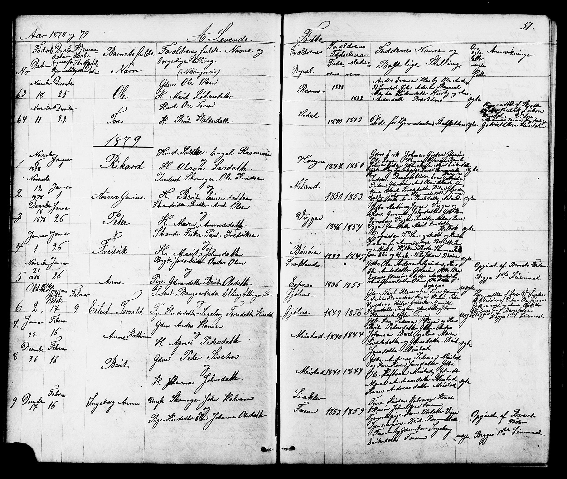 Ministerialprotokoller, klokkerbøker og fødselsregistre - Sør-Trøndelag, SAT/A-1456/665/L0777: Parish register (copy) no. 665C02, 1867-1915, p. 51
