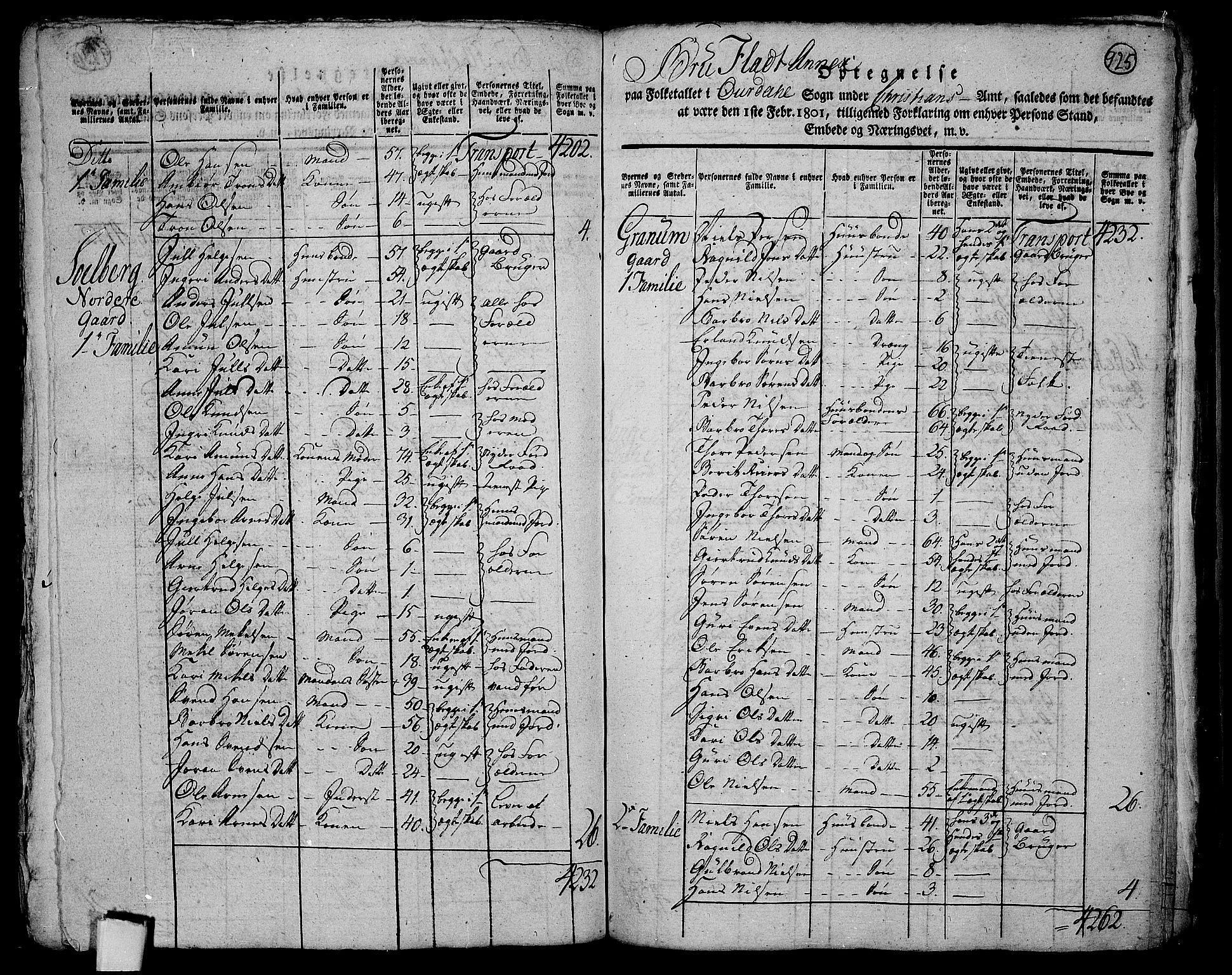 RA, 1801 census for 0542P Aurdal, 1801, p. 924b-925a