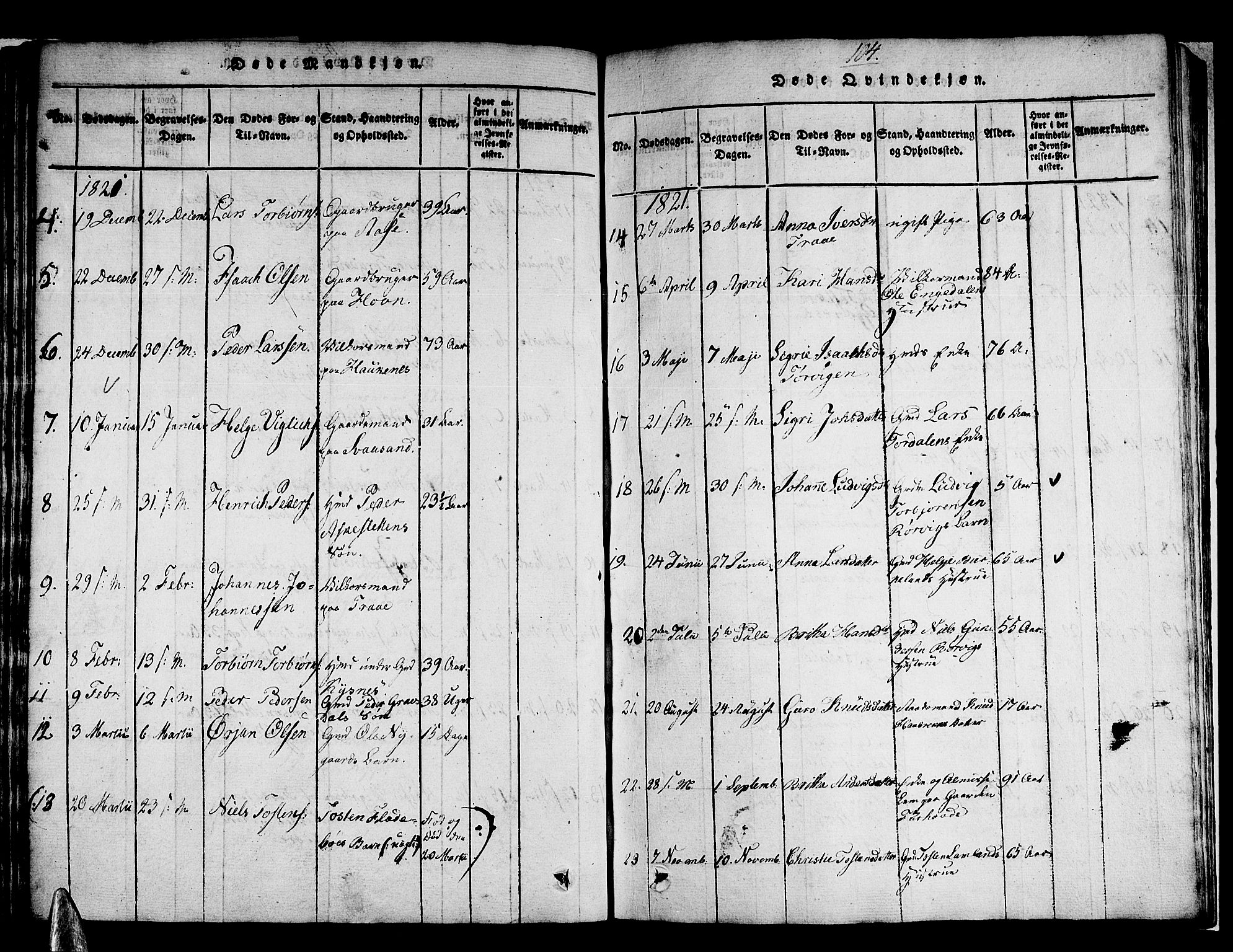 Strandebarm sokneprestembete, SAB/A-78401/H/Haa: Parish register (official) no. A 5, 1816-1826, p. 104