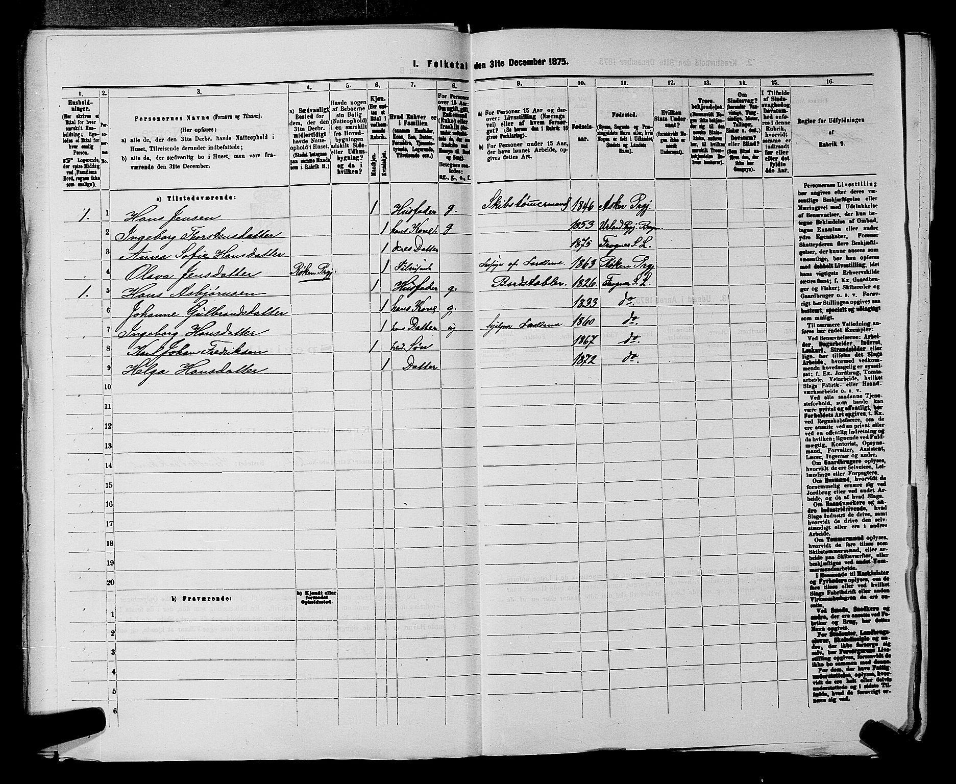 SAKO, 1875 census for 0626P Lier, 1875, p. 1598