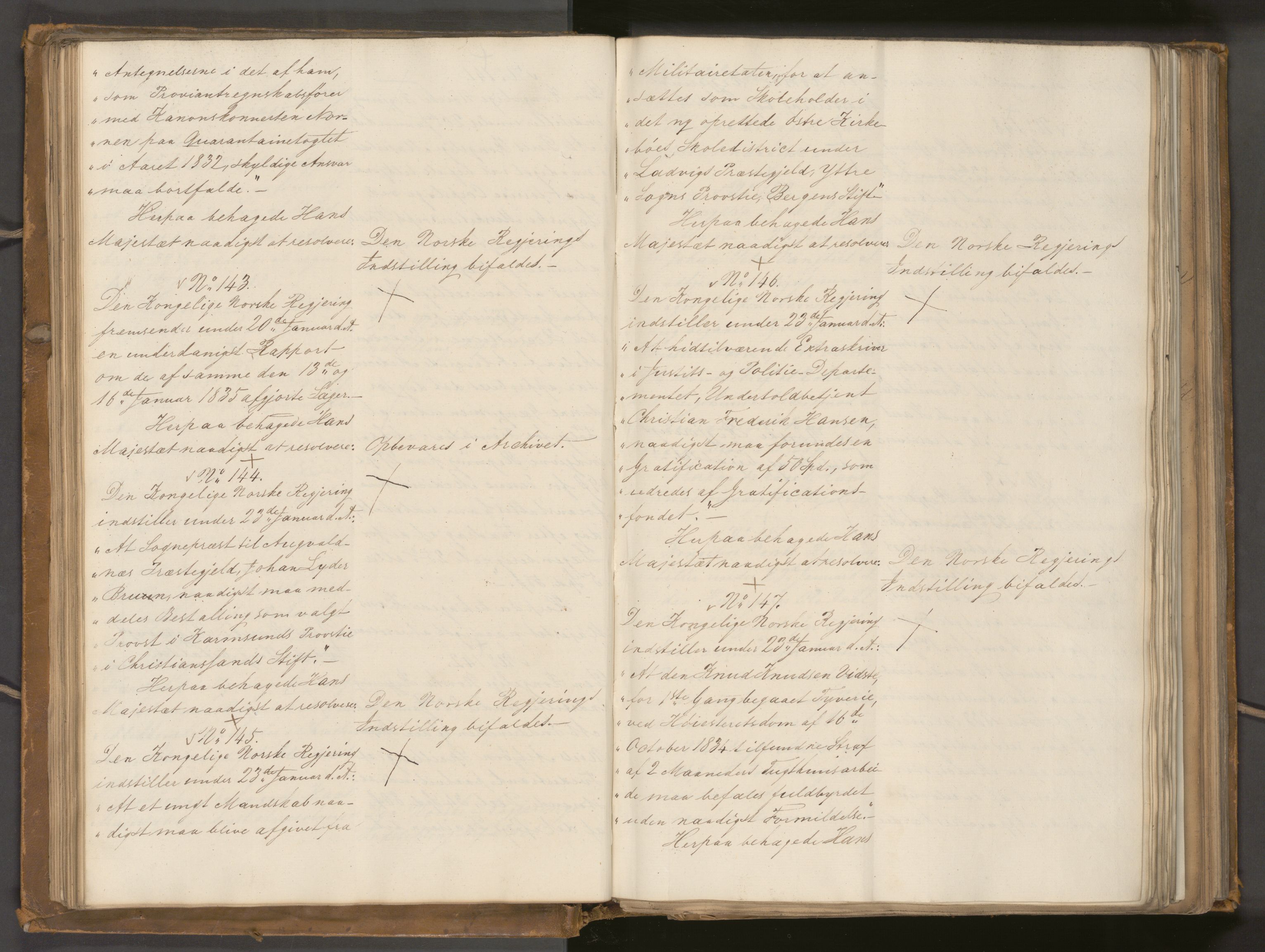 Statsrådssekretariatet, AV/RA-S-1001/A/Ab/L0040: Kgl. res. nr. 1-568, 1. halvår, 1835