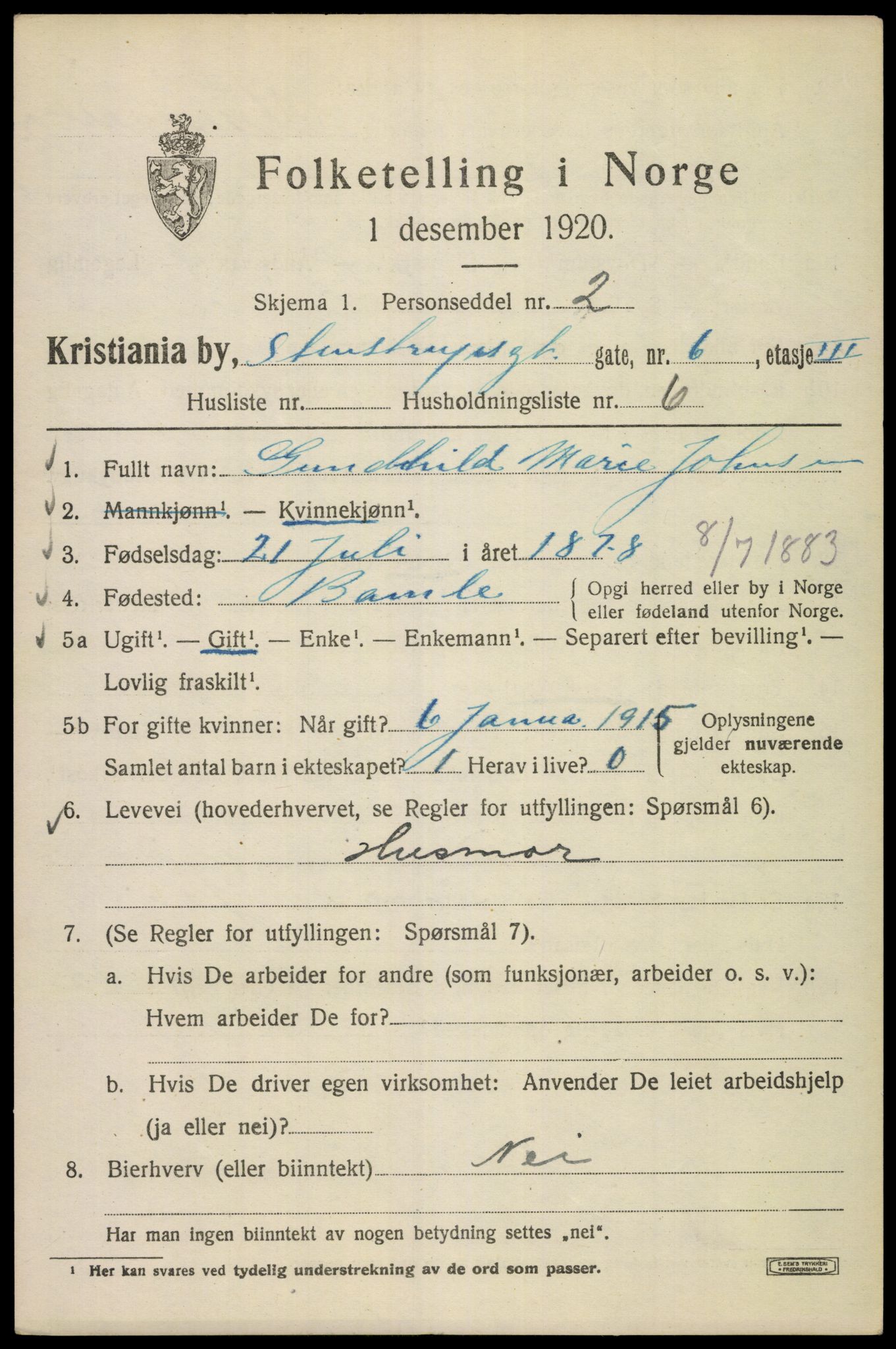 SAO, 1920 census for Kristiania, 1920, p. 537951