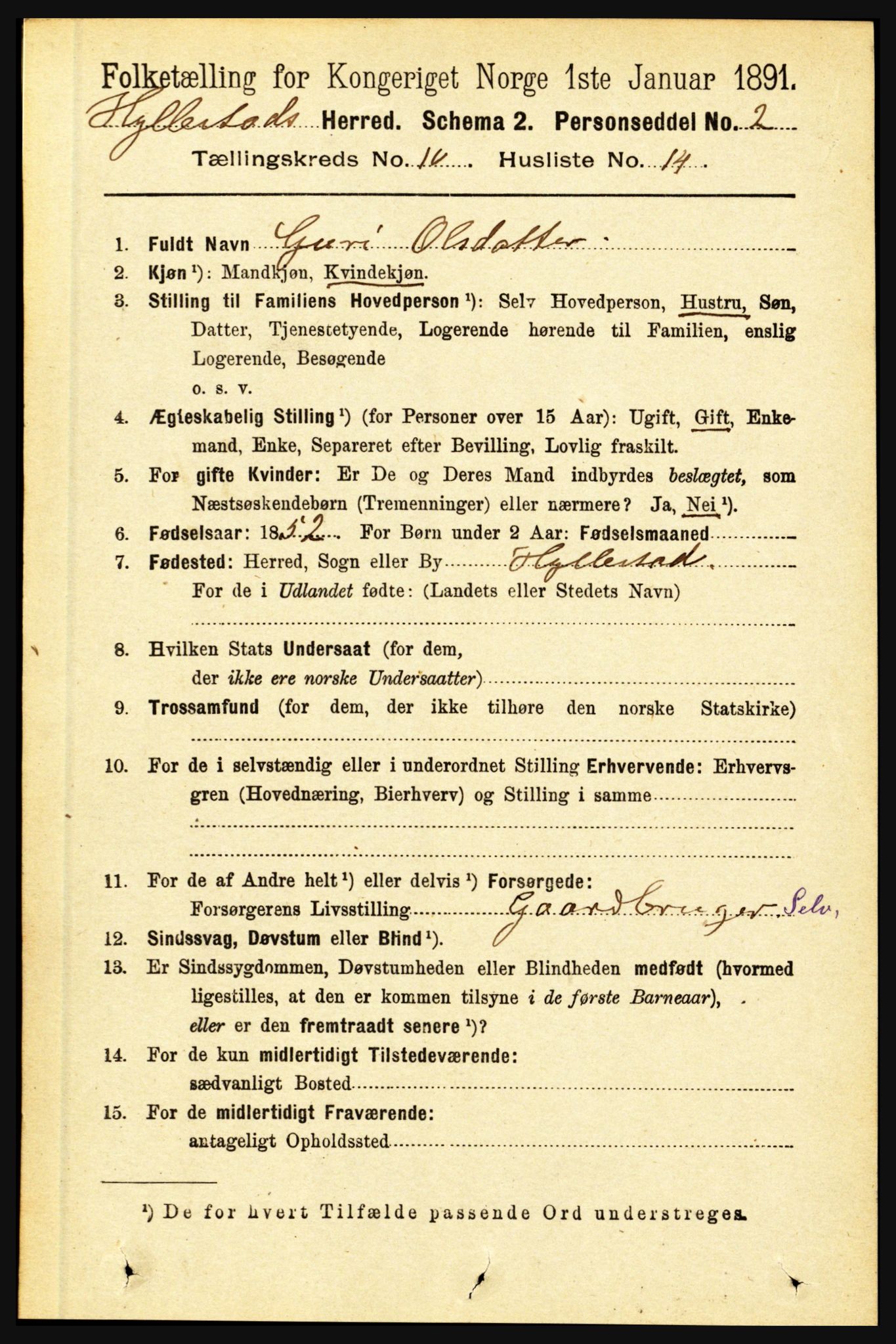 RA, 1891 census for 1413 Hyllestad, 1891, p. 1770