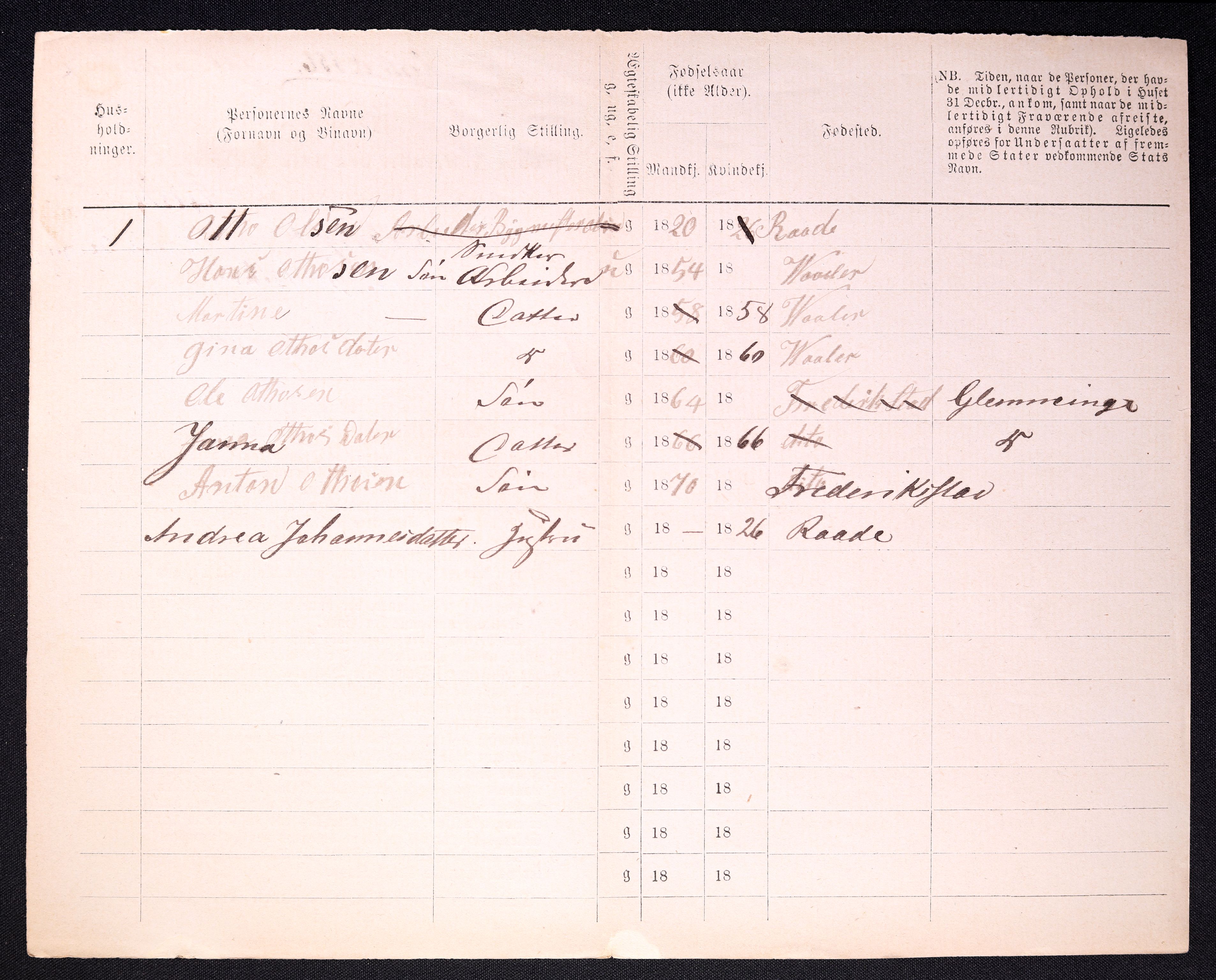 RA, 1870 census for 0103 Fredrikstad, 1870, p. 1314