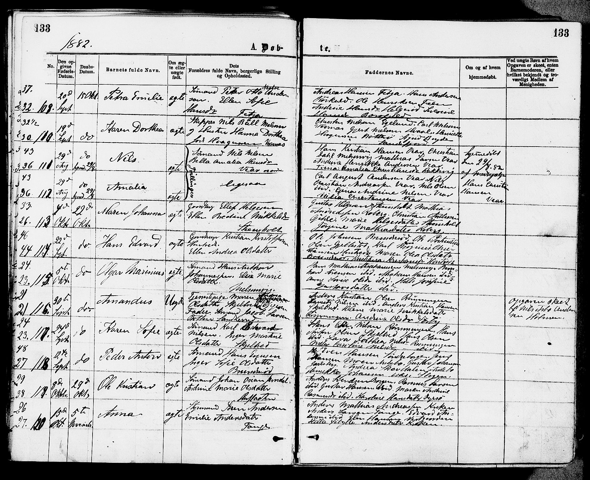 Stokke kirkebøker, SAKO/A-320/F/Fa/L0009: Parish register (official) no. I 9, 1872-1883, p. 133