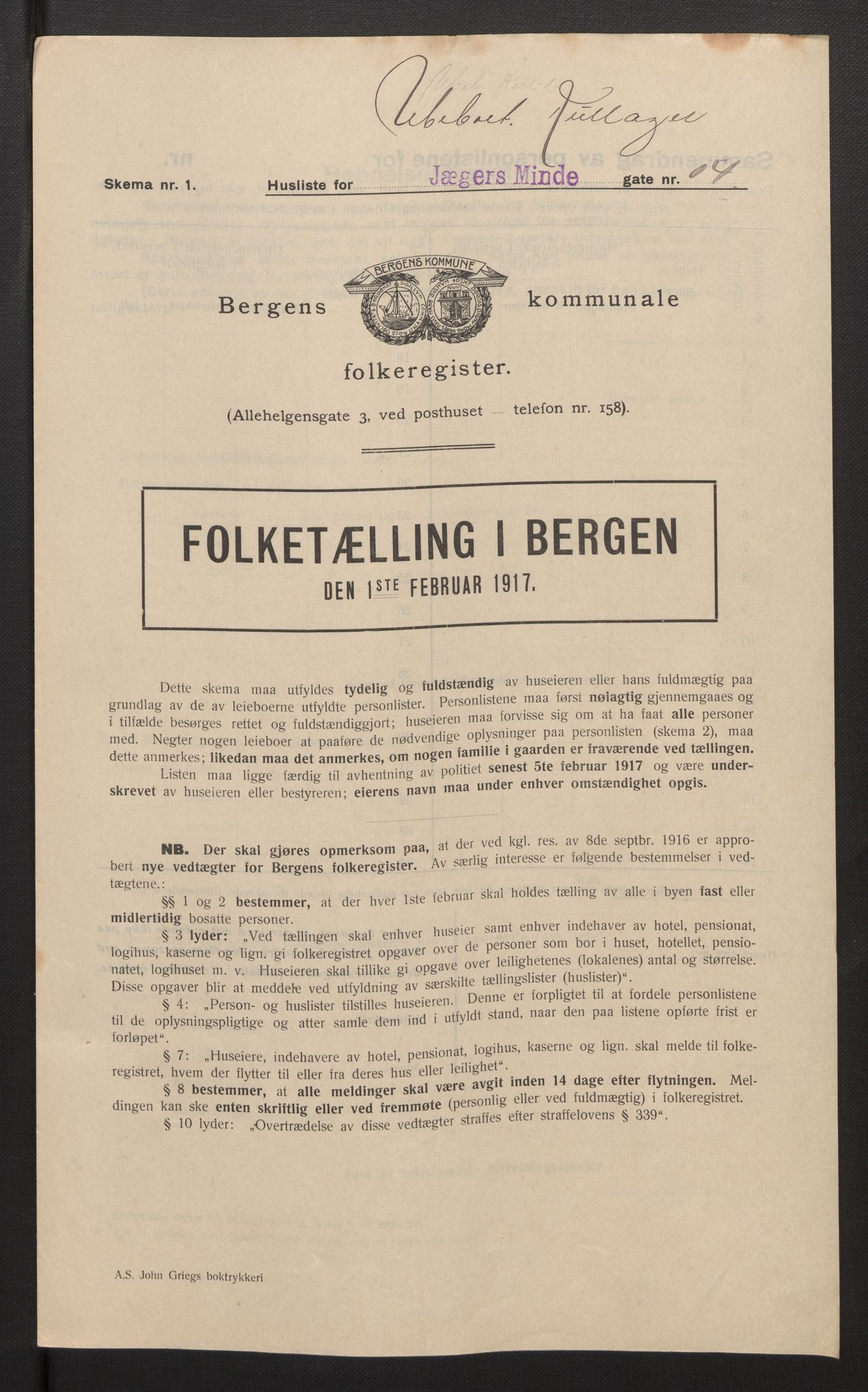 SAB, Municipal Census 1917 for Bergen, 1917, p. 16336