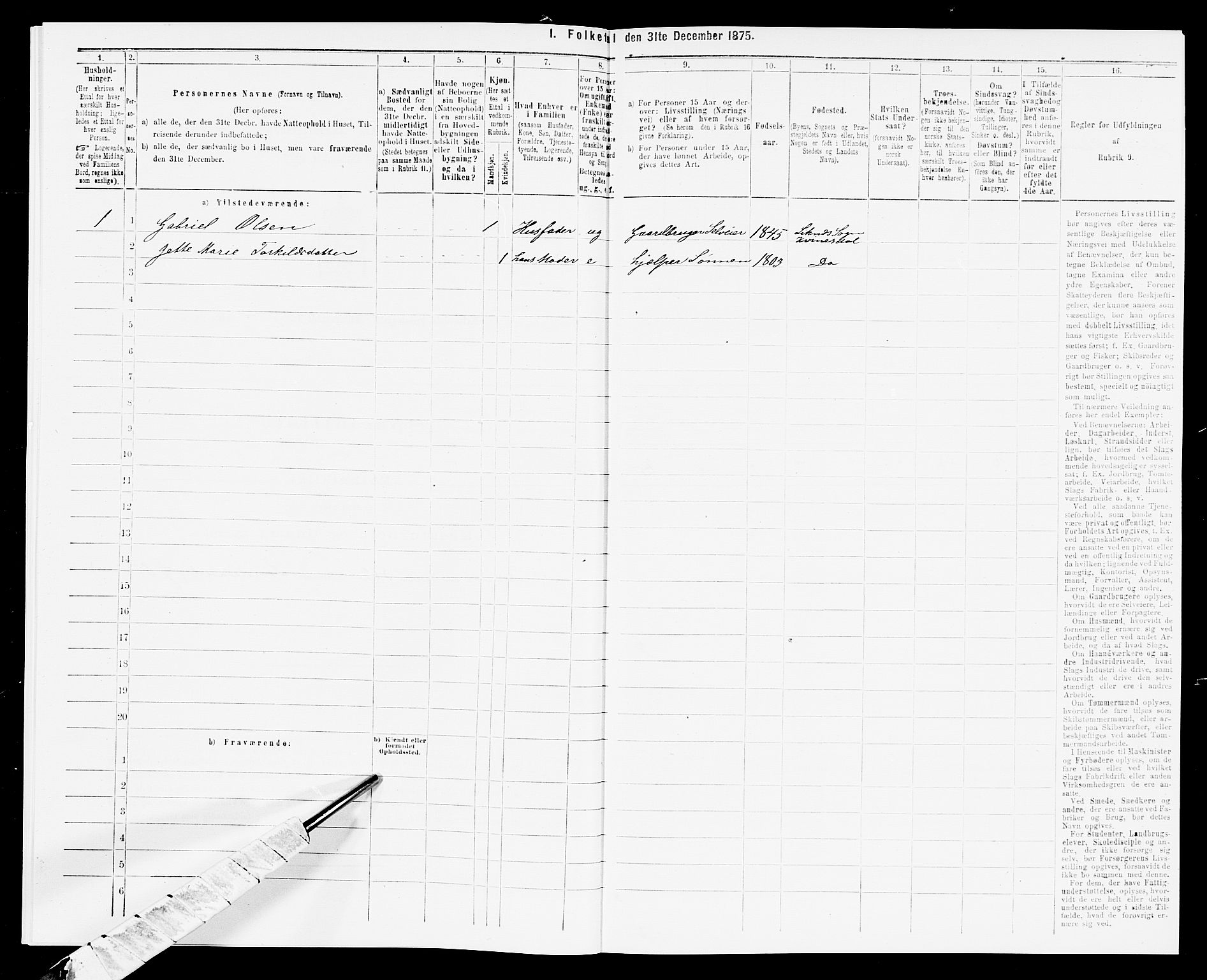 SAK, 1875 census for 1037P Kvinesdal, 1875, p. 924