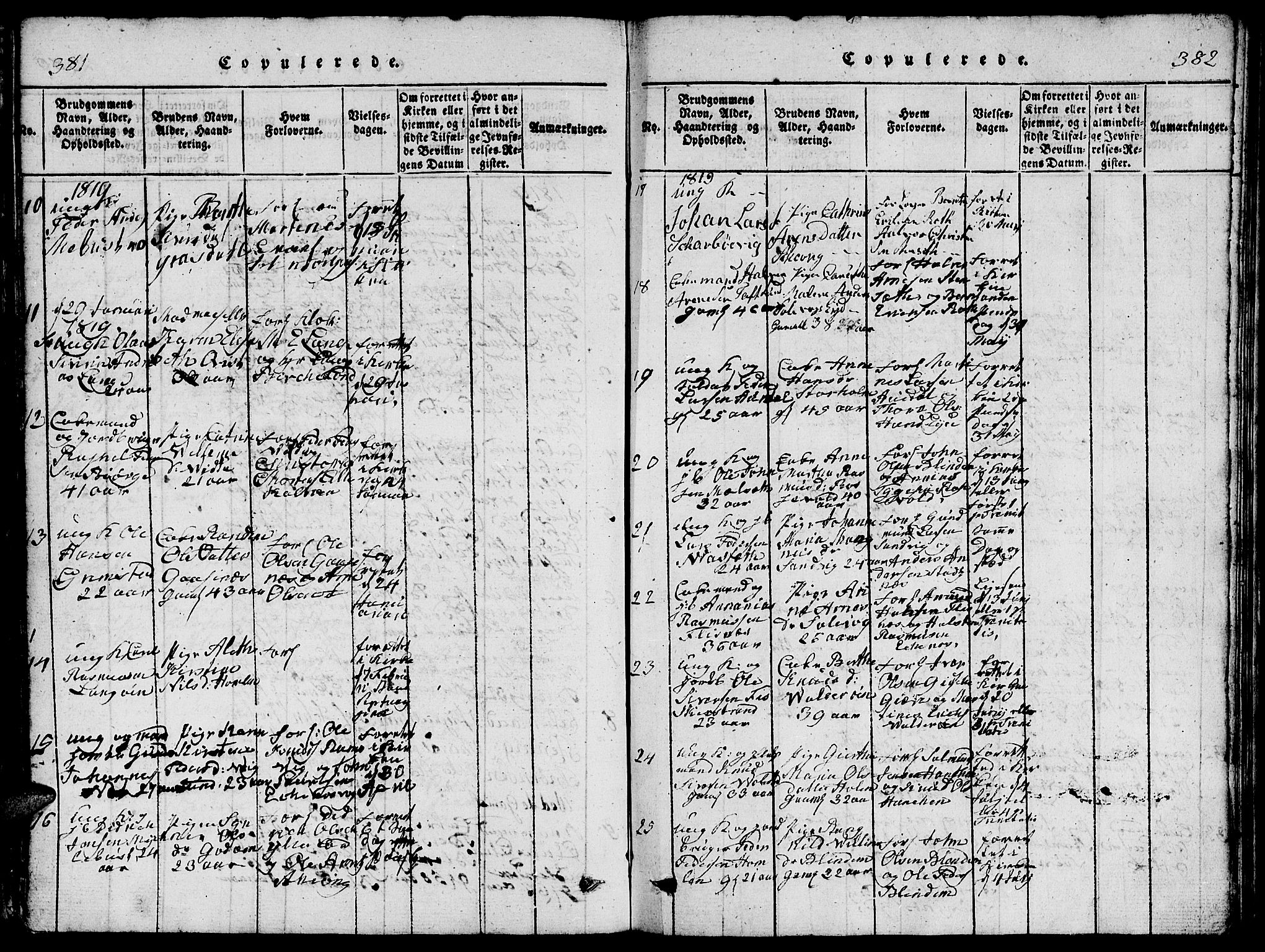 Ministerialprotokoller, klokkerbøker og fødselsregistre - Møre og Romsdal, AV/SAT-A-1454/528/L0423: Parish register (copy) no. 528C04, 1816-1827, p. 381-382