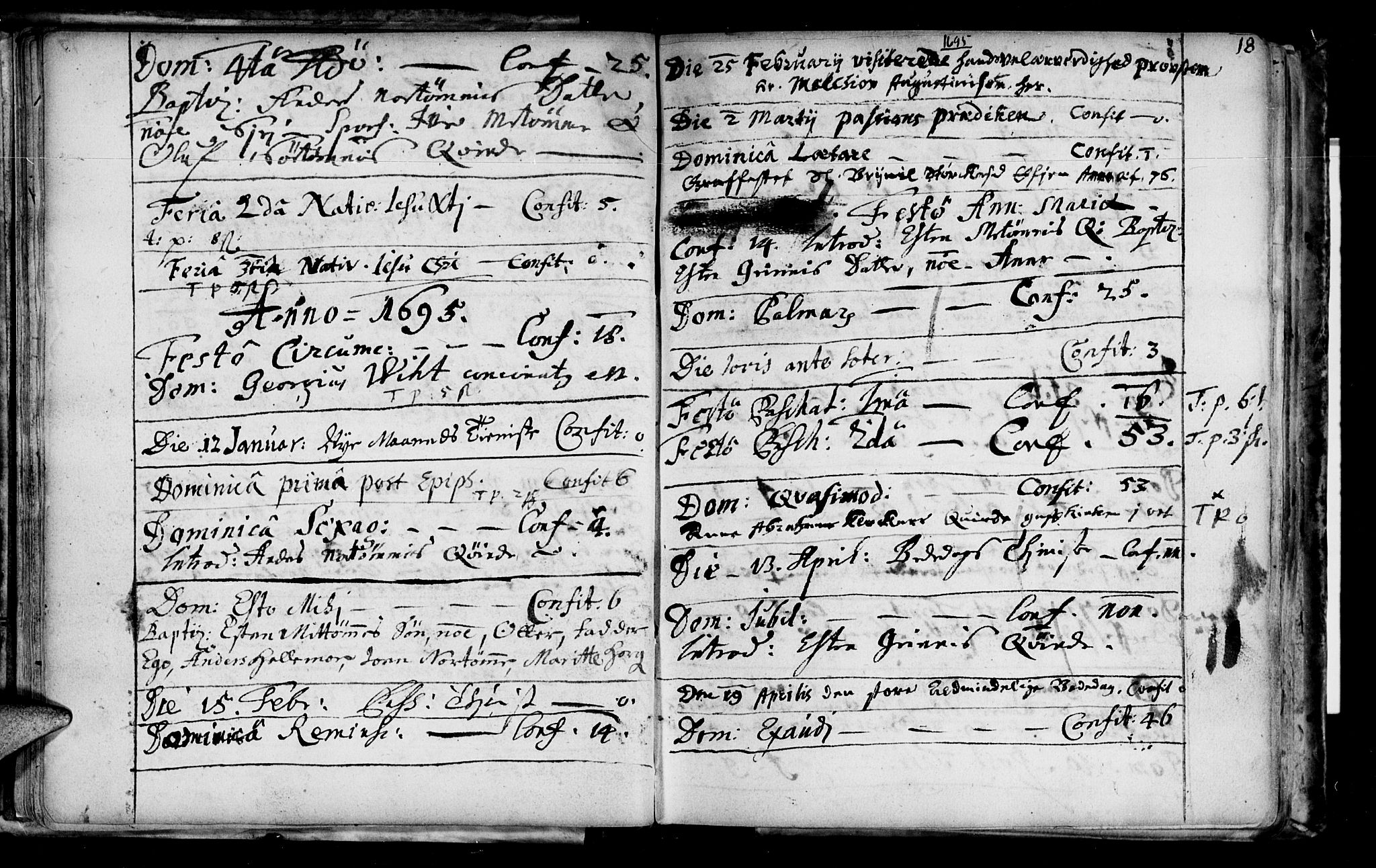 Ministerialprotokoller, klokkerbøker og fødselsregistre - Sør-Trøndelag, SAT/A-1456/692/L1101: Parish register (official) no. 692A01, 1690-1746, p. 18