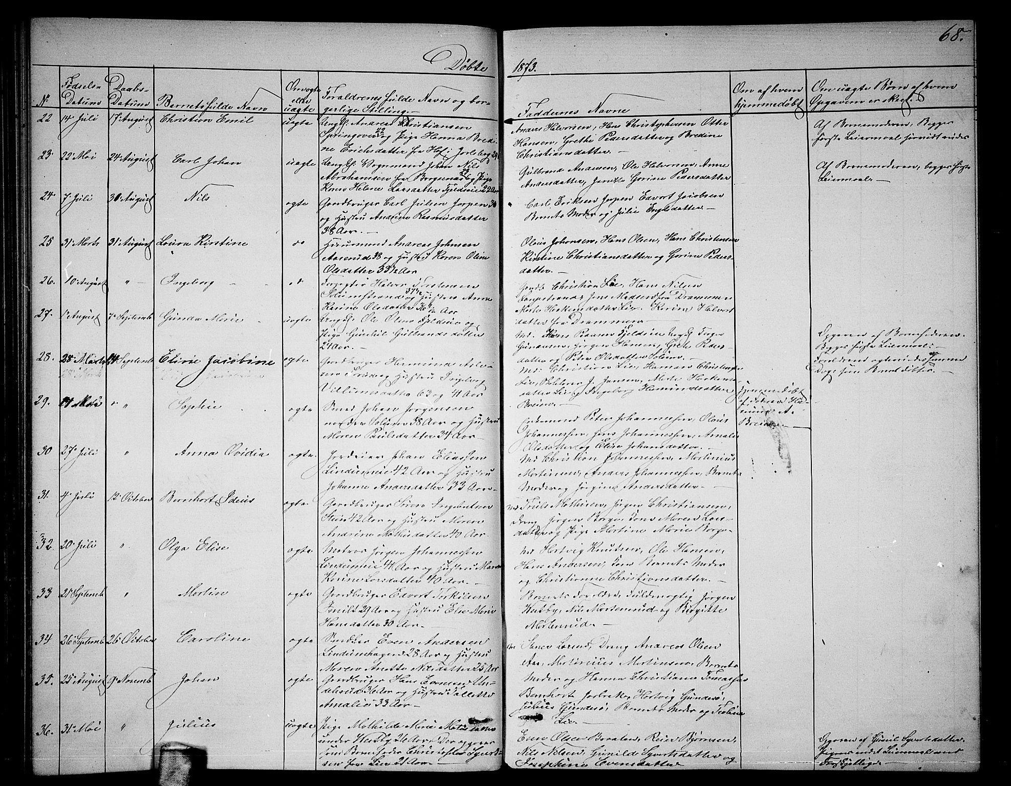 Skoger kirkebøker, AV/SAKO-A-59/G/Ga/L0002: Parish register (copy) no. I 2, 1860-1880, p. 68