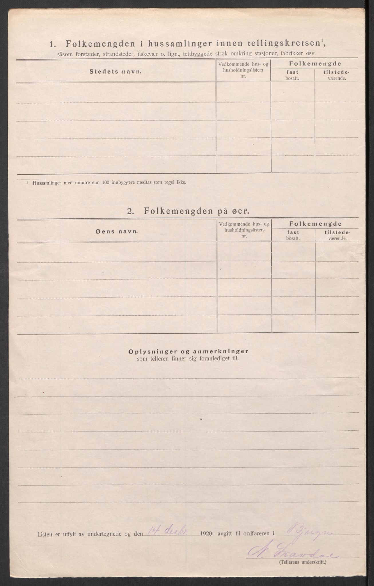 SAT, 1920 census for Bjugn, 1920, p. 11