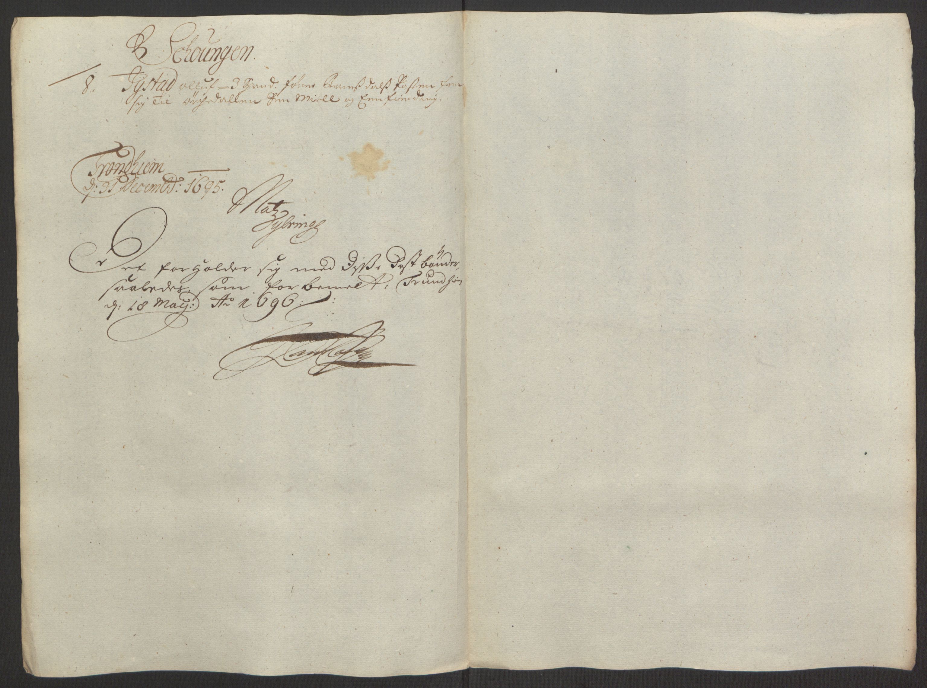 Rentekammeret inntil 1814, Reviderte regnskaper, Fogderegnskap, AV/RA-EA-4092/R61/L4105: Fogderegnskap Strinda og Selbu, 1695, p. 108