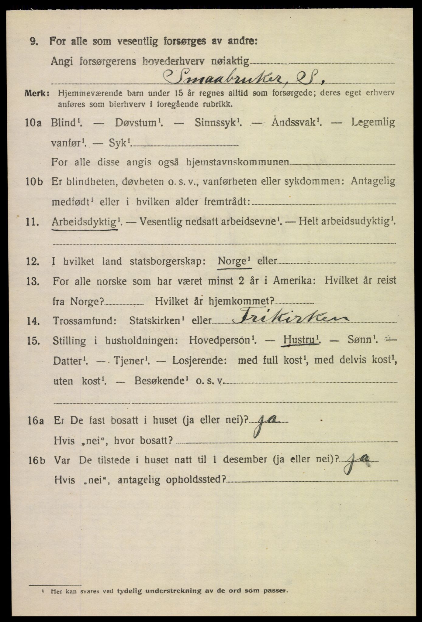 SAK, 1920 census for Austad, 1920, p. 1890