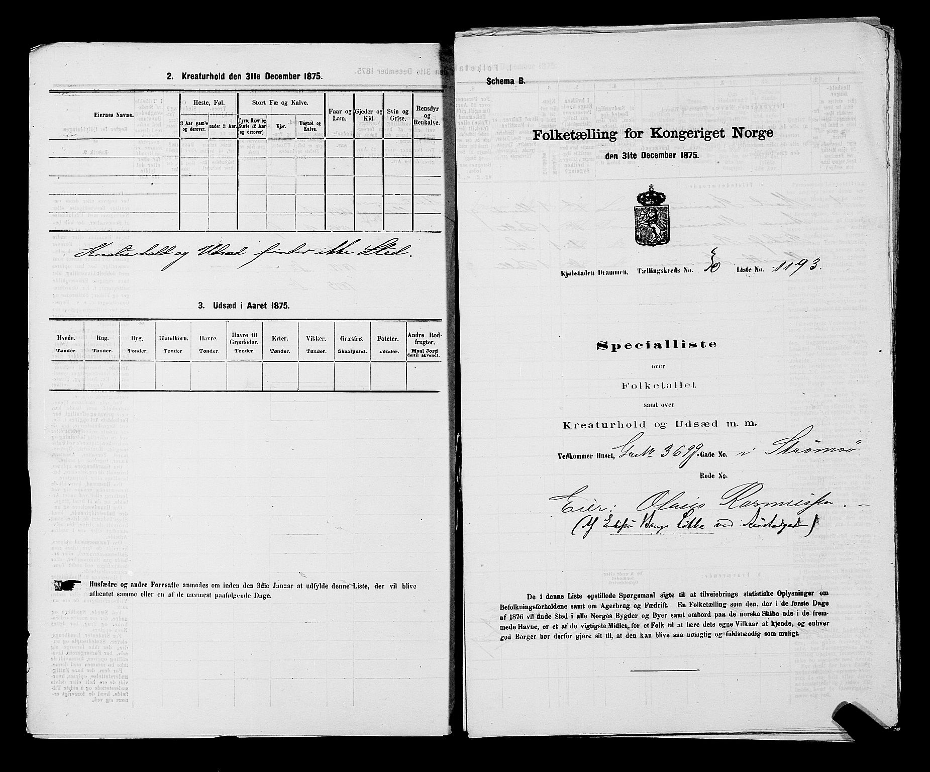 SAKO, 1875 census for 0602 Drammen, 1875, p. 2778