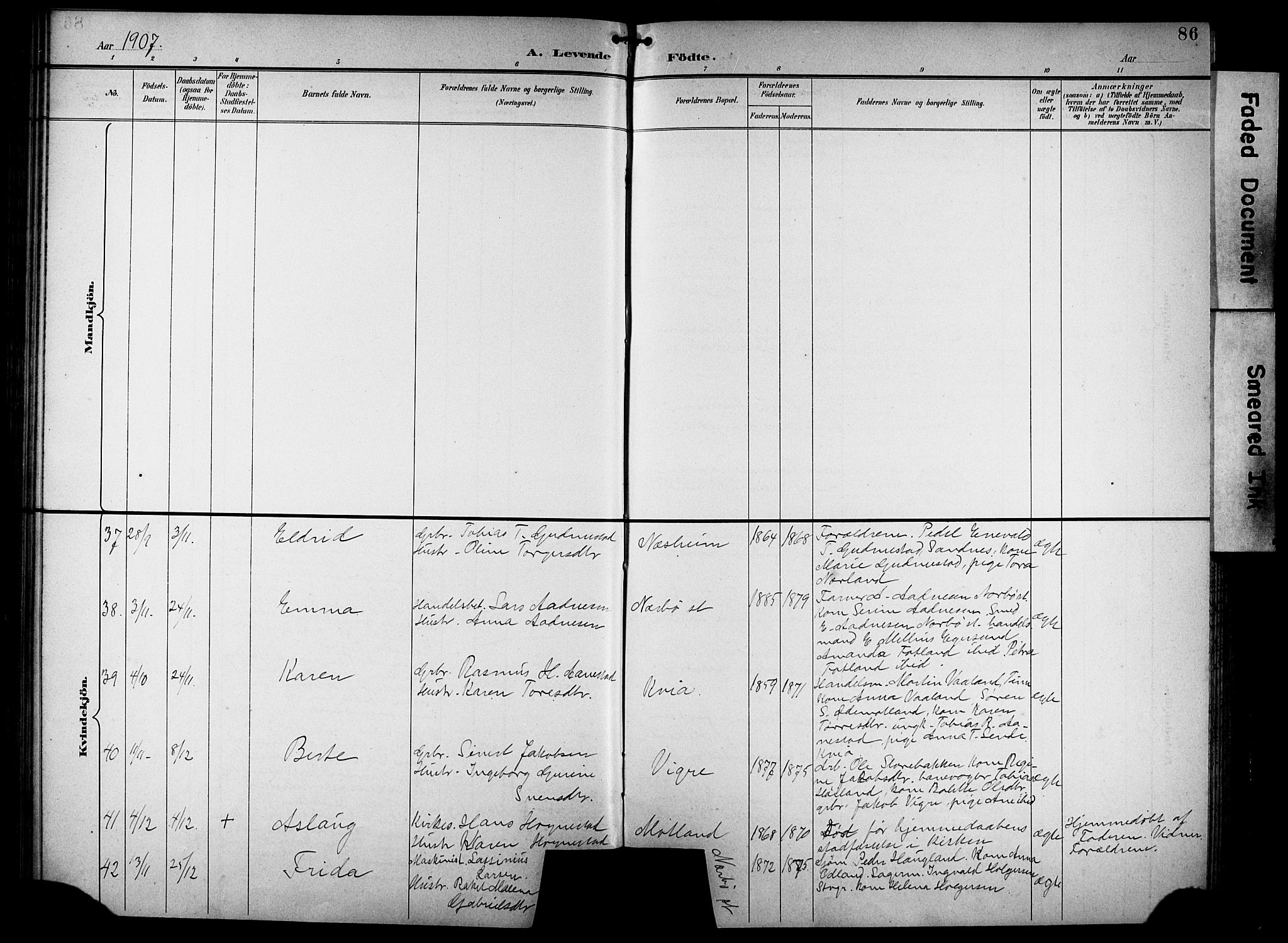 Hå sokneprestkontor, AV/SAST-A-101801/001/30BB/L0005: Parish register (copy) no. B 5, 1894-1912, p. 86