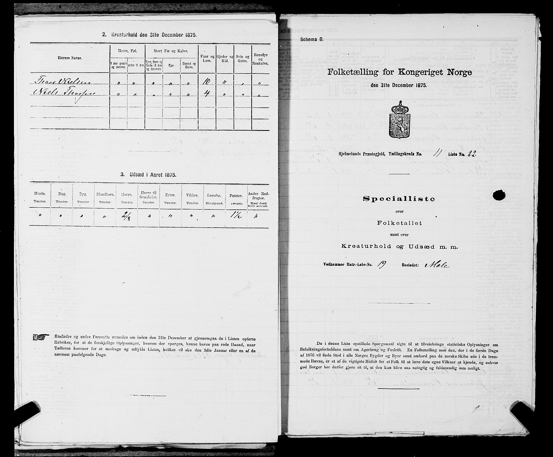 SAST, 1875 census for 1133P Hjelmeland, 1875, p. 1372