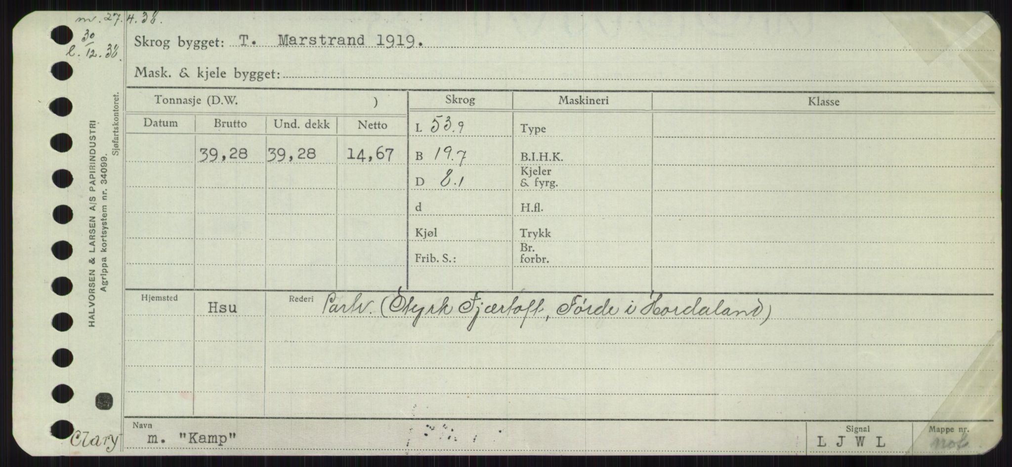 Sjøfartsdirektoratet med forløpere, Skipsmålingen, AV/RA-S-1627/H/Ha/L0003/0001: Fartøy, Hilm-Mar / Fartøy, Hilm-Kol, p. 655