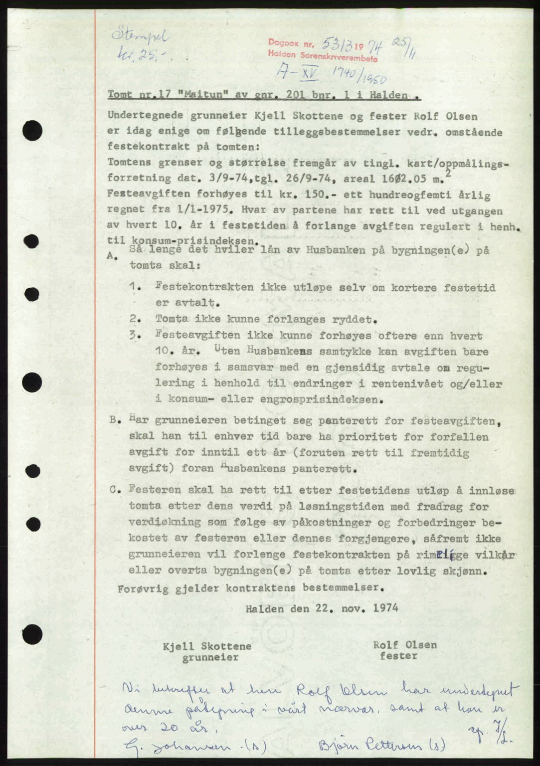 Idd og Marker sorenskriveri, AV/SAO-A-10283/G/Gb/Gbb/L0015: Mortgage book no. A15, 1950-1950, Diary no: : 5313/1974
