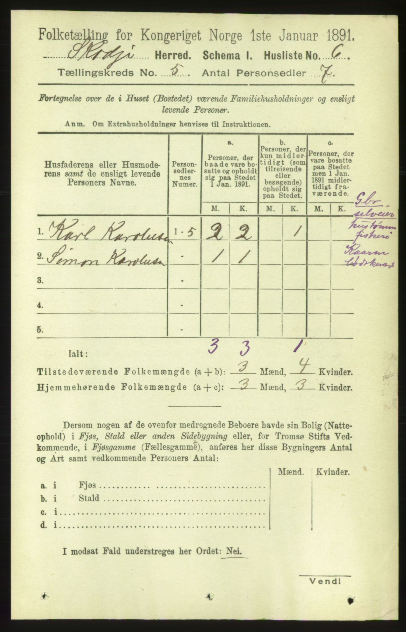 RA, 1891 census for 1529 Skodje, 1891, p. 738