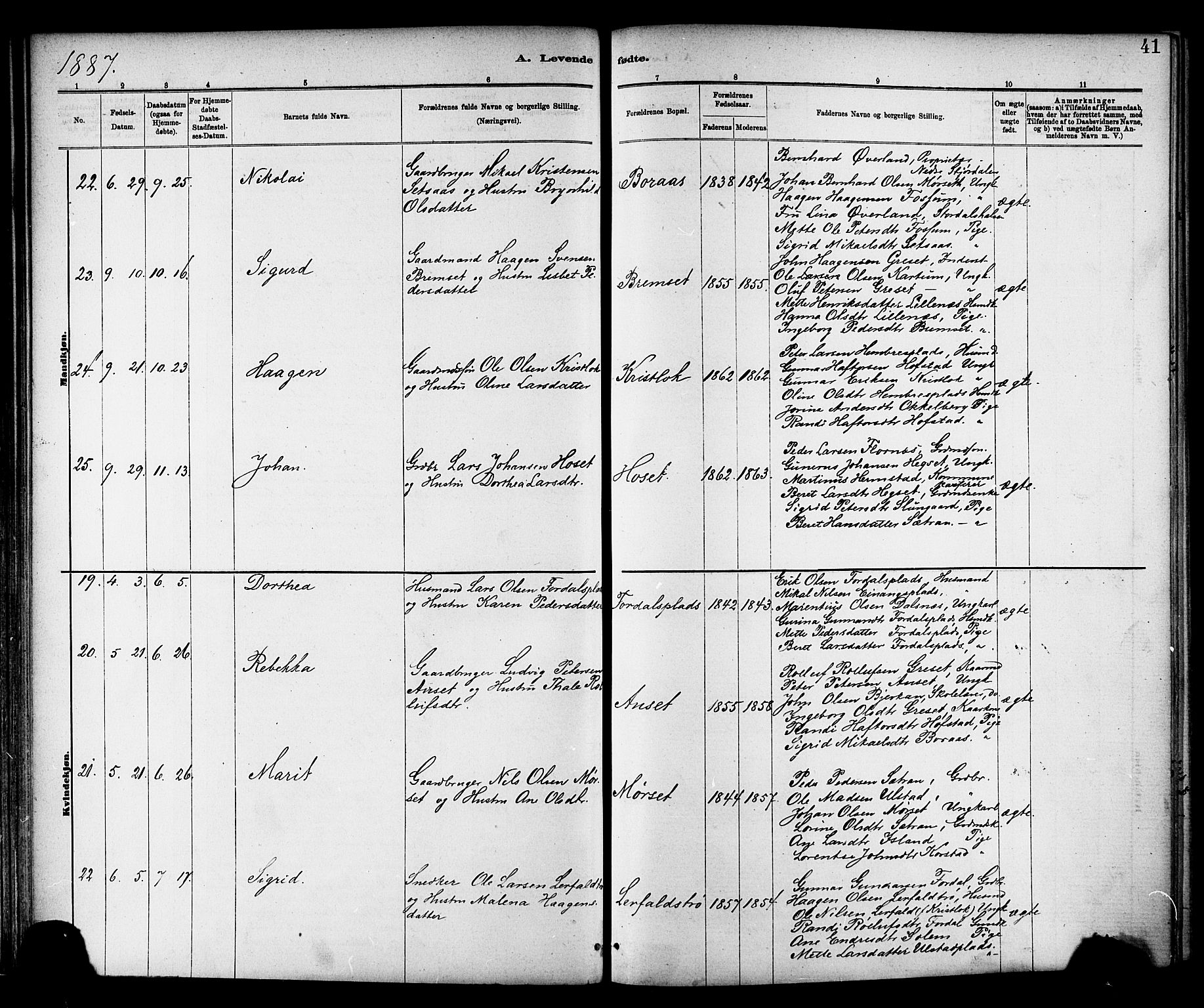 Ministerialprotokoller, klokkerbøker og fødselsregistre - Nord-Trøndelag, AV/SAT-A-1458/703/L0030: Parish register (official) no. 703A03, 1880-1892, p. 41