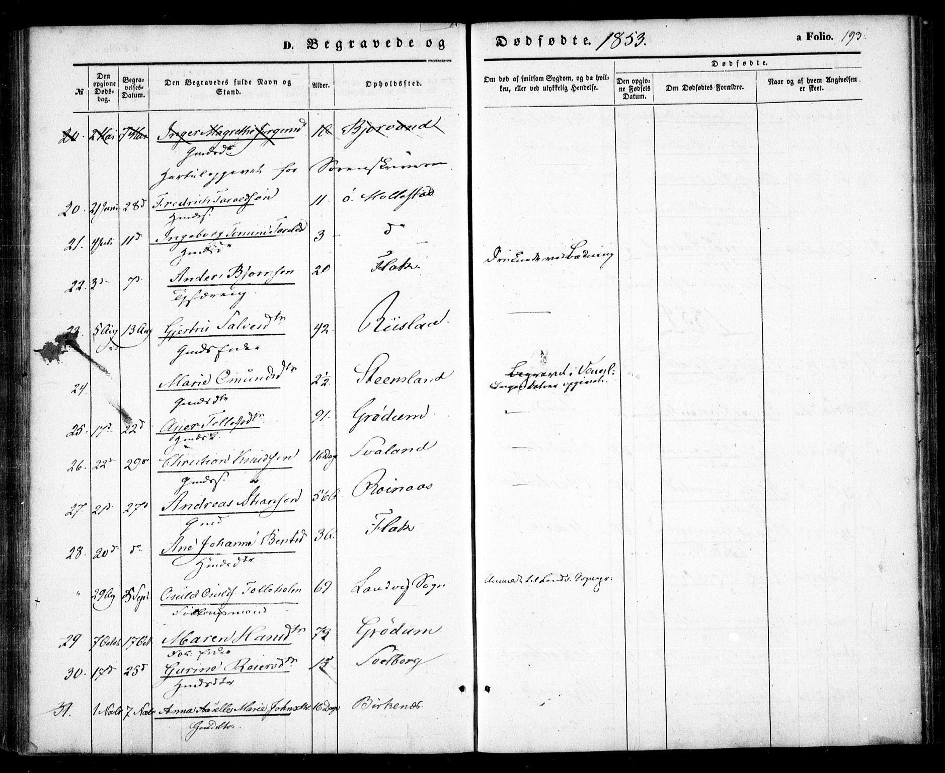 Birkenes sokneprestkontor, AV/SAK-1111-0004/F/Fa/L0003: Parish register (official) no. A 3, 1850-1866, p. 193