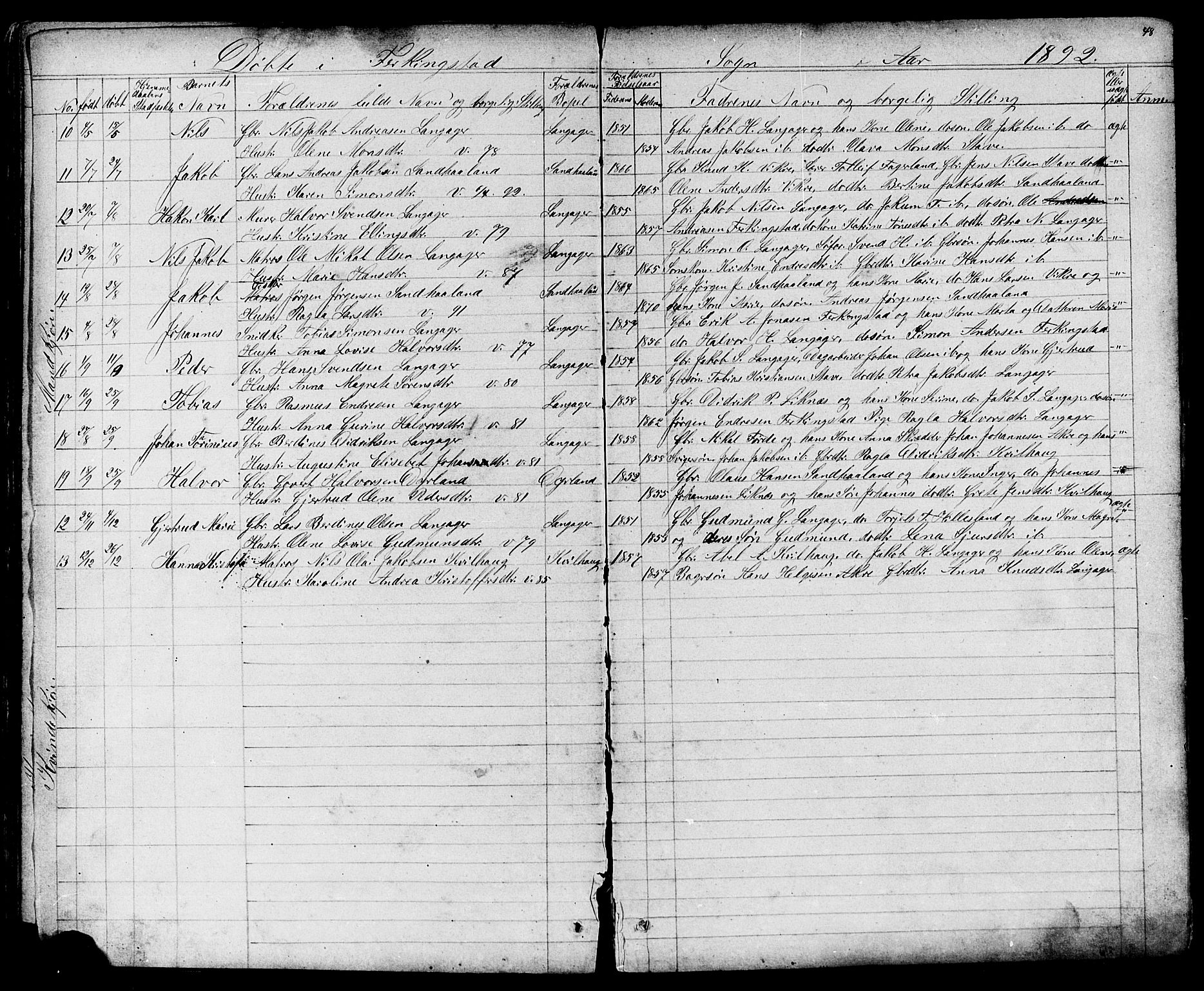 Skudenes sokneprestkontor, SAST/A -101849/H/Ha/Hab/L0006: Parish register (copy) no. B 6, 1874-1908, p. 48