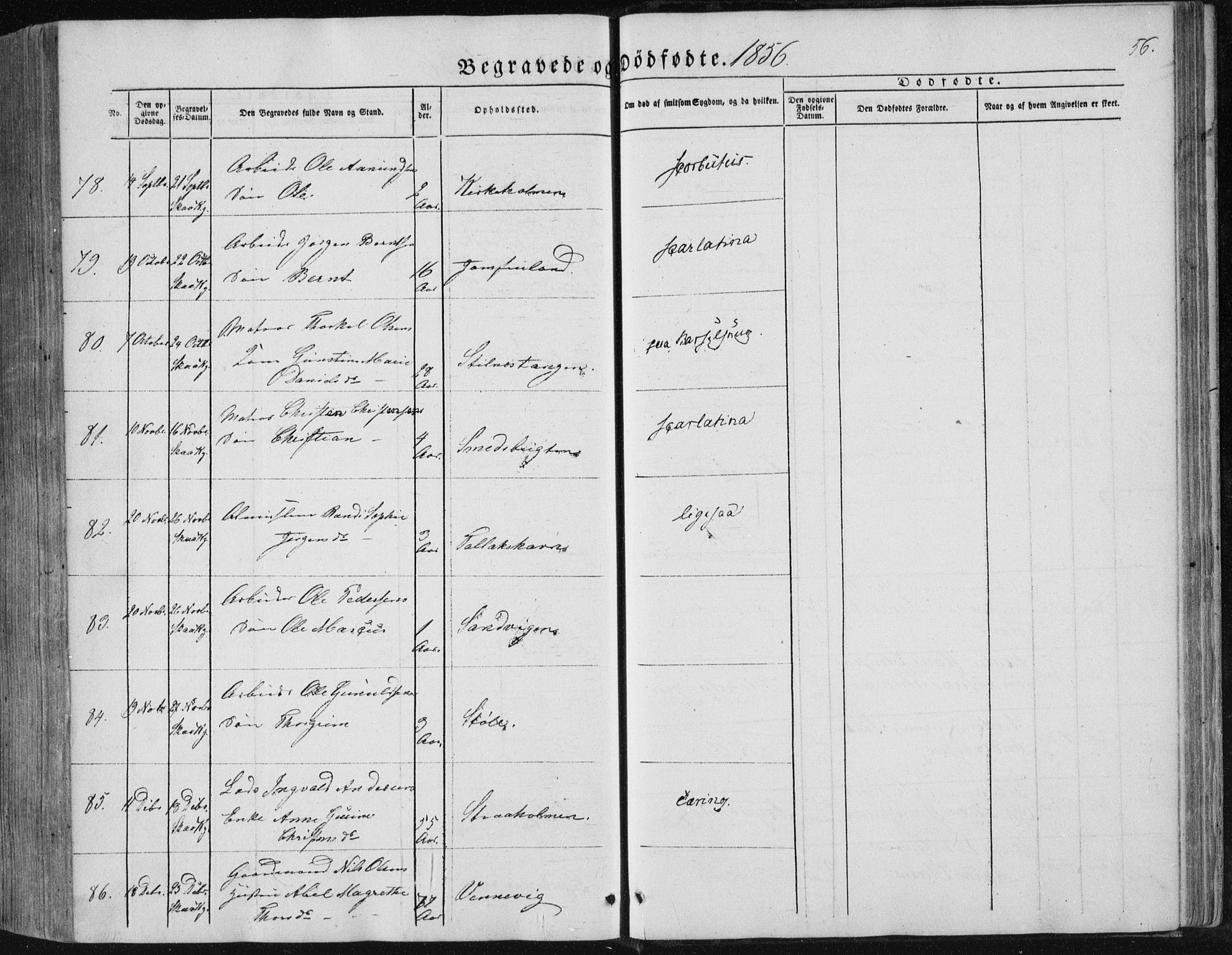 Sannidal kirkebøker, SAKO/A-296/F/Fa/L0008: Parish register (official) no. 8, 1847-1862, p. 56