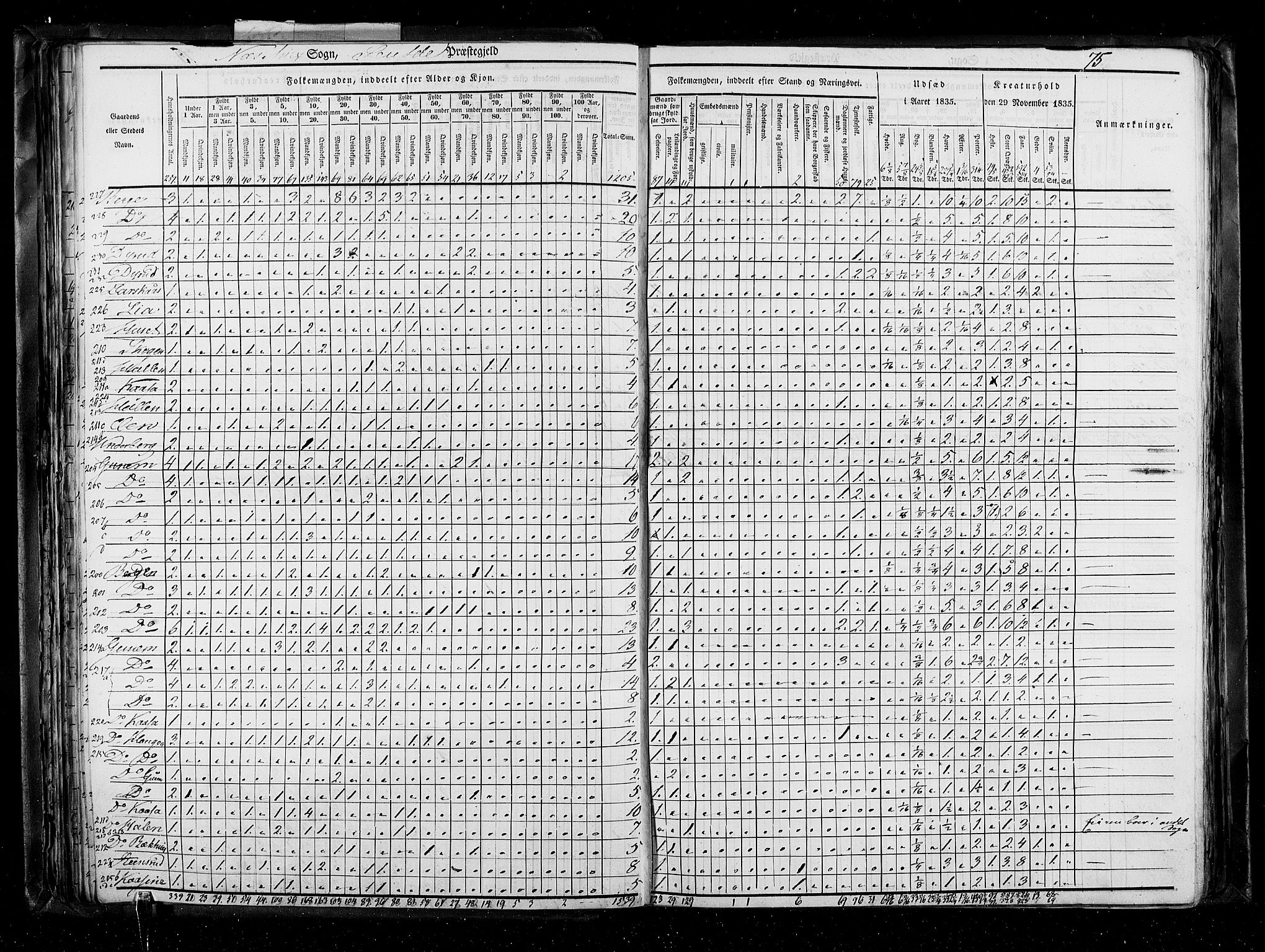 RA, Census 1835, vol. 5: Bratsberg amt og Nedenes og Råbyggelaget amt, 1835, p. 75