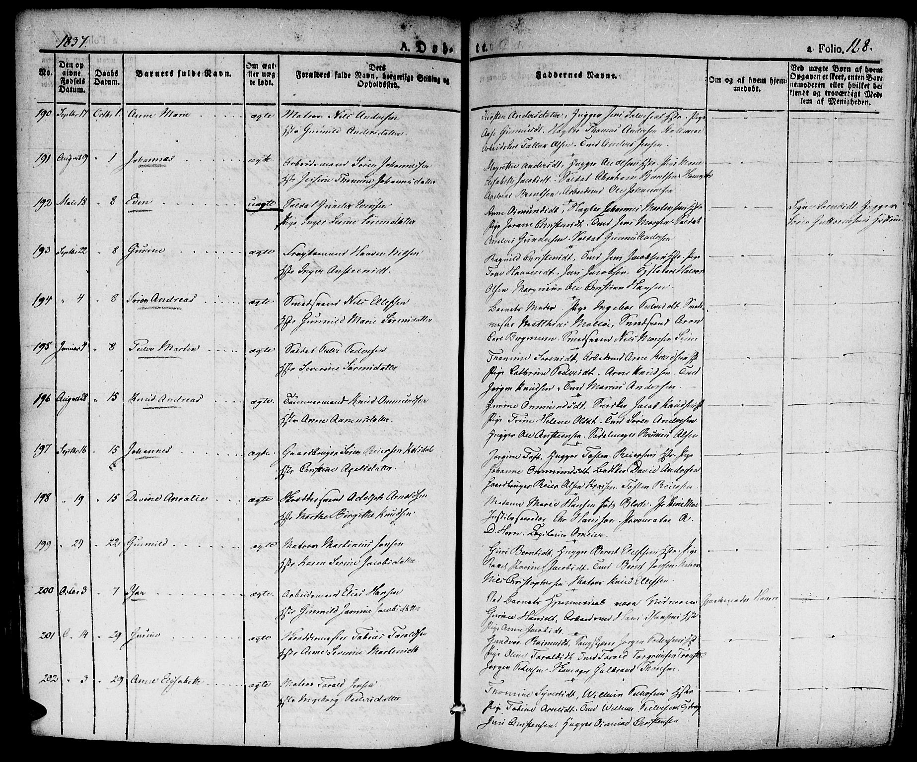 Kristiansand domprosti, AV/SAK-1112-0006/F/Fa/L0011: Parish register (official) no. A 11, 1827-1841, p. 168