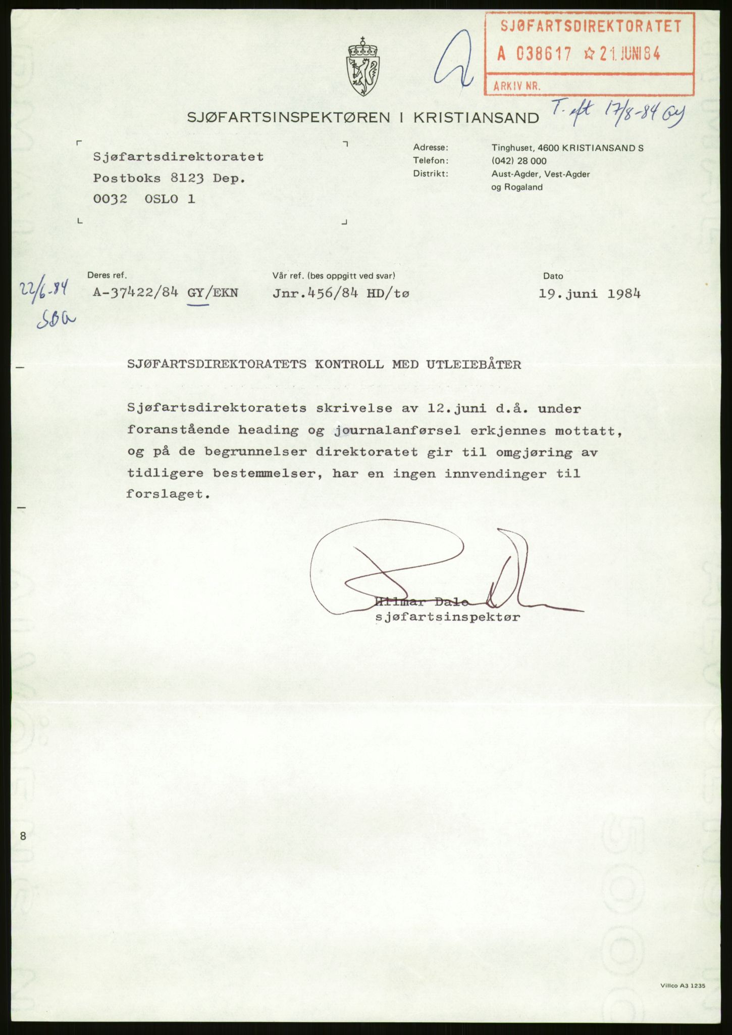 Sjøfartsdirektoratet med forløpere, generelt arkiv, AV/RA-S-1407/D/Du/Duc/L0642/0001: Skipskontrollen - Forskrifter / Forskrift om utleiebåter (2 mapper), 1978-1987, p. 457