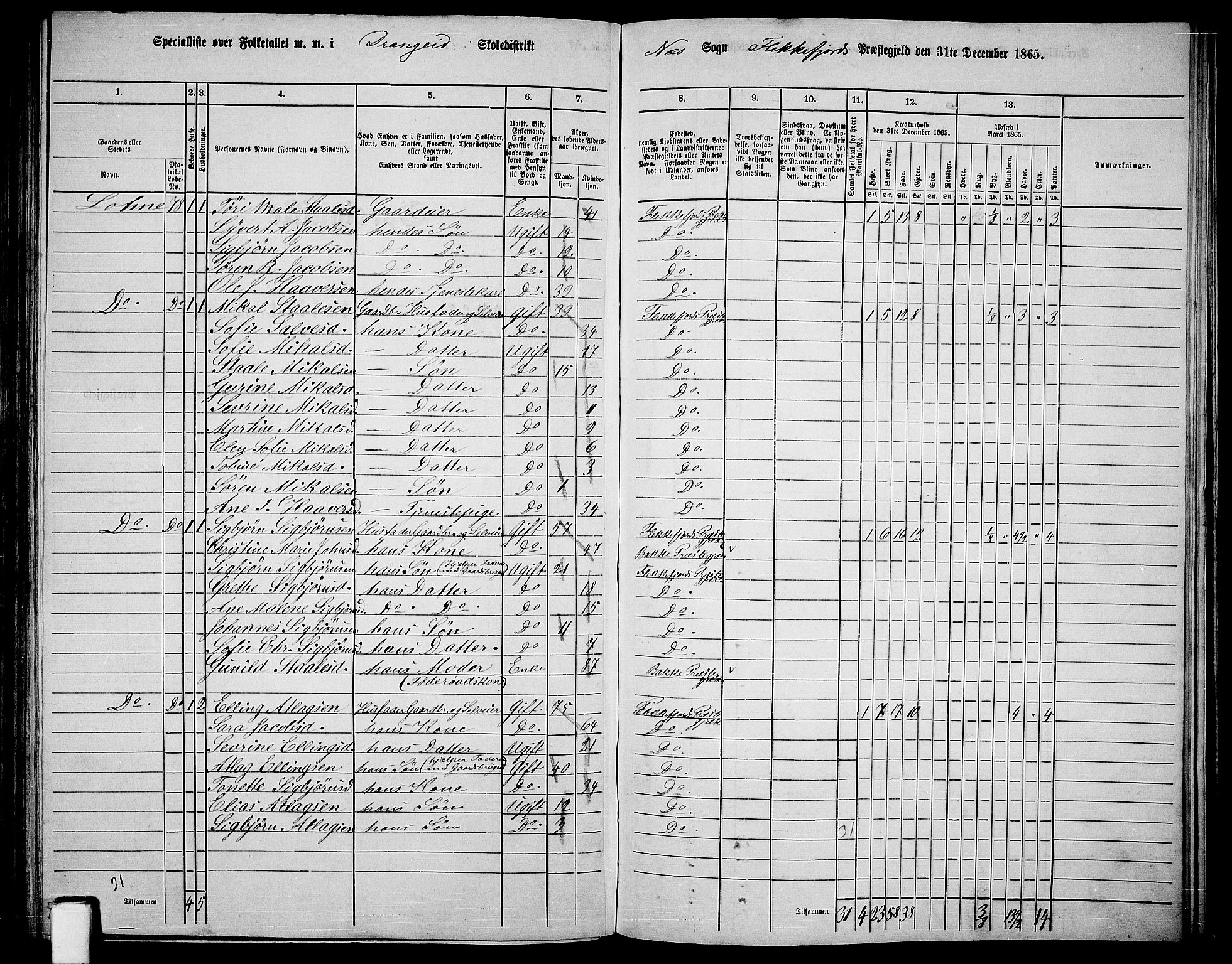 RA, 1865 census for Flekkefjord/Nes og Hidra, 1865, p. 138