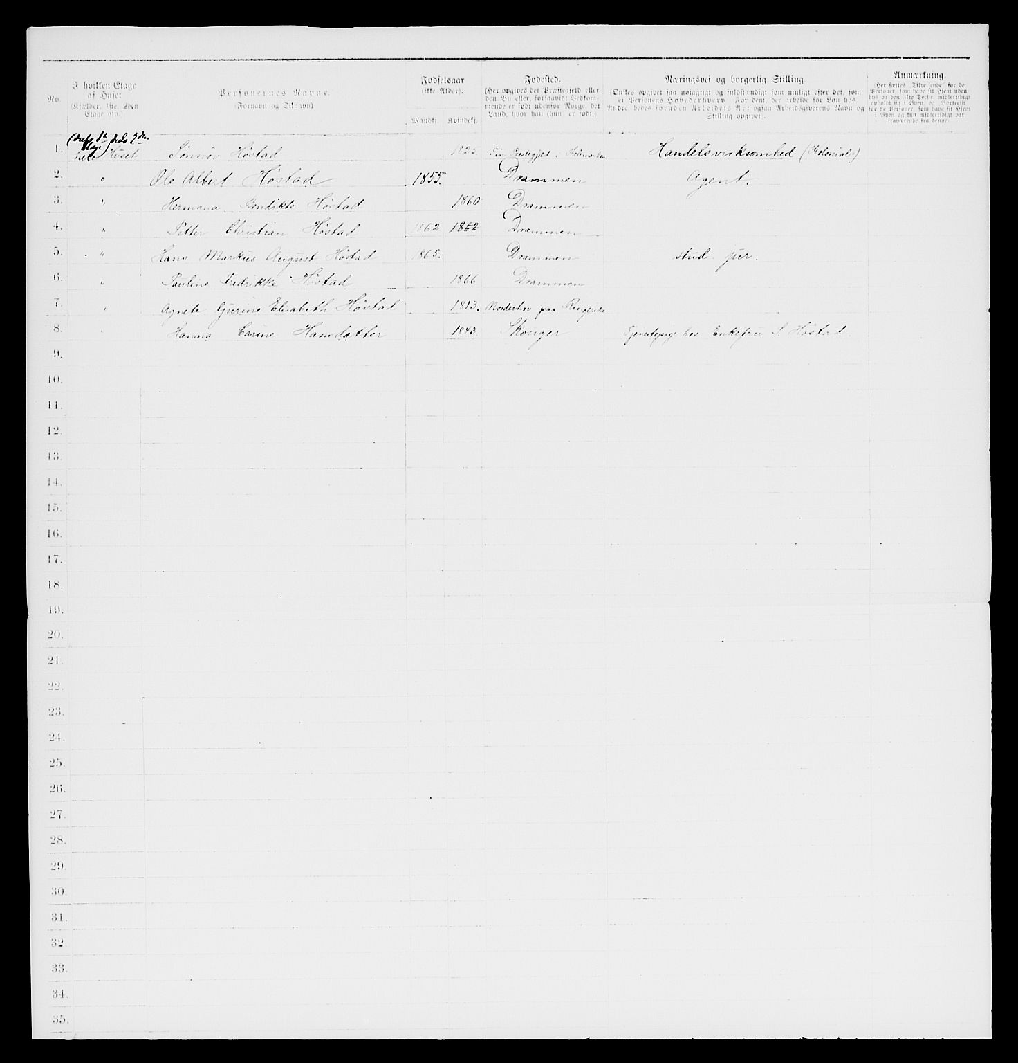 SAKO, 1885 census for 0602 Drammen, 1885, p. 2806