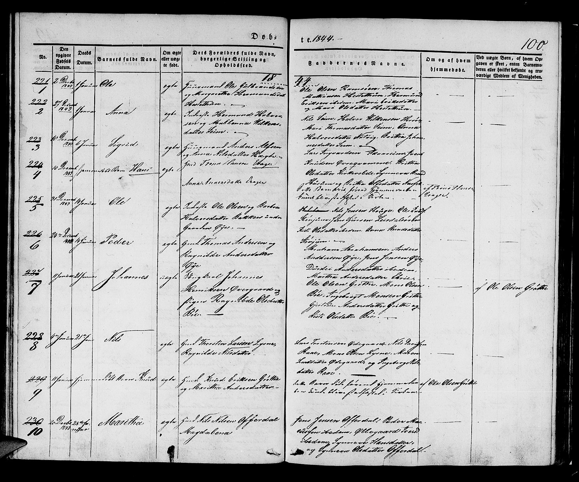 Lærdal sokneprestembete, AV/SAB-A-81201: Parish register (official) no. A 6, 1835-1849, p. 100