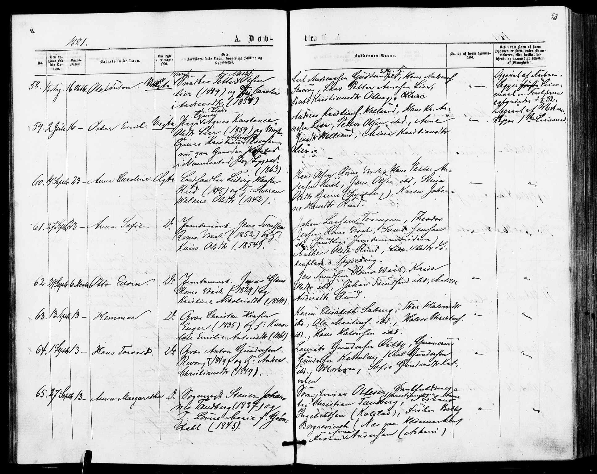 Askim prestekontor Kirkebøker, SAO/A-10900/F/Fa/L0006: Parish register (official) no. 6, 1874-1881, p. 53