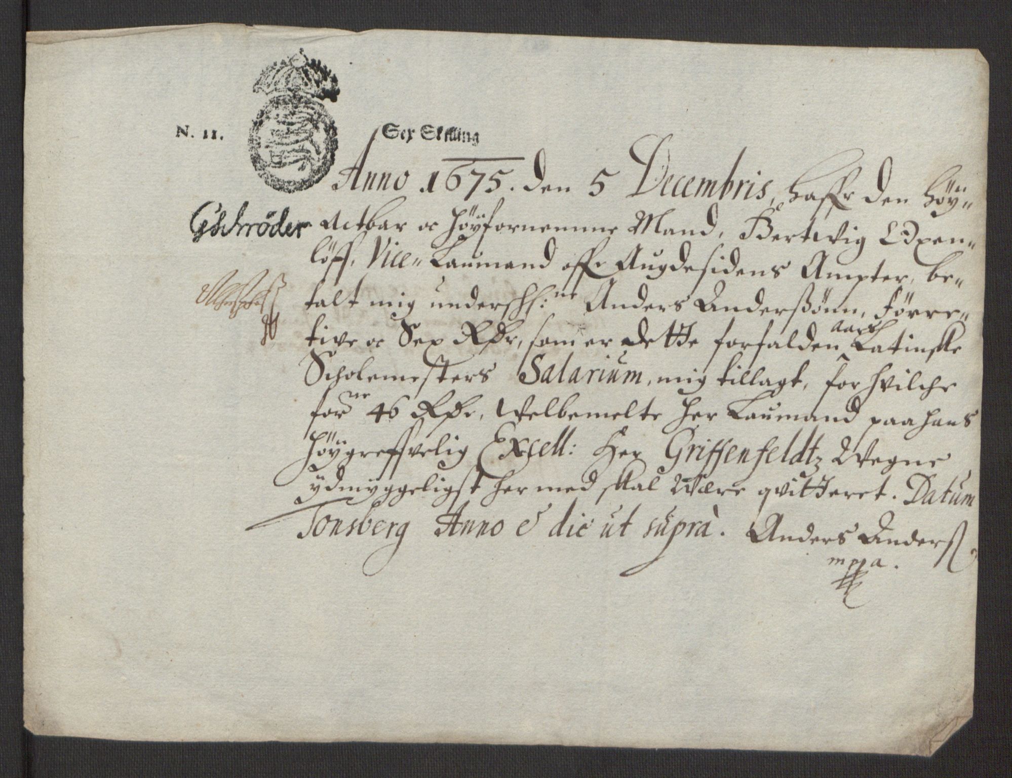 Rentekammeret inntil 1814, Reviderte regnskaper, Fogderegnskap, AV/RA-EA-4092/R32/L1844: Fogderegnskap Jarlsberg grevskap, 1674-1675, p. 12