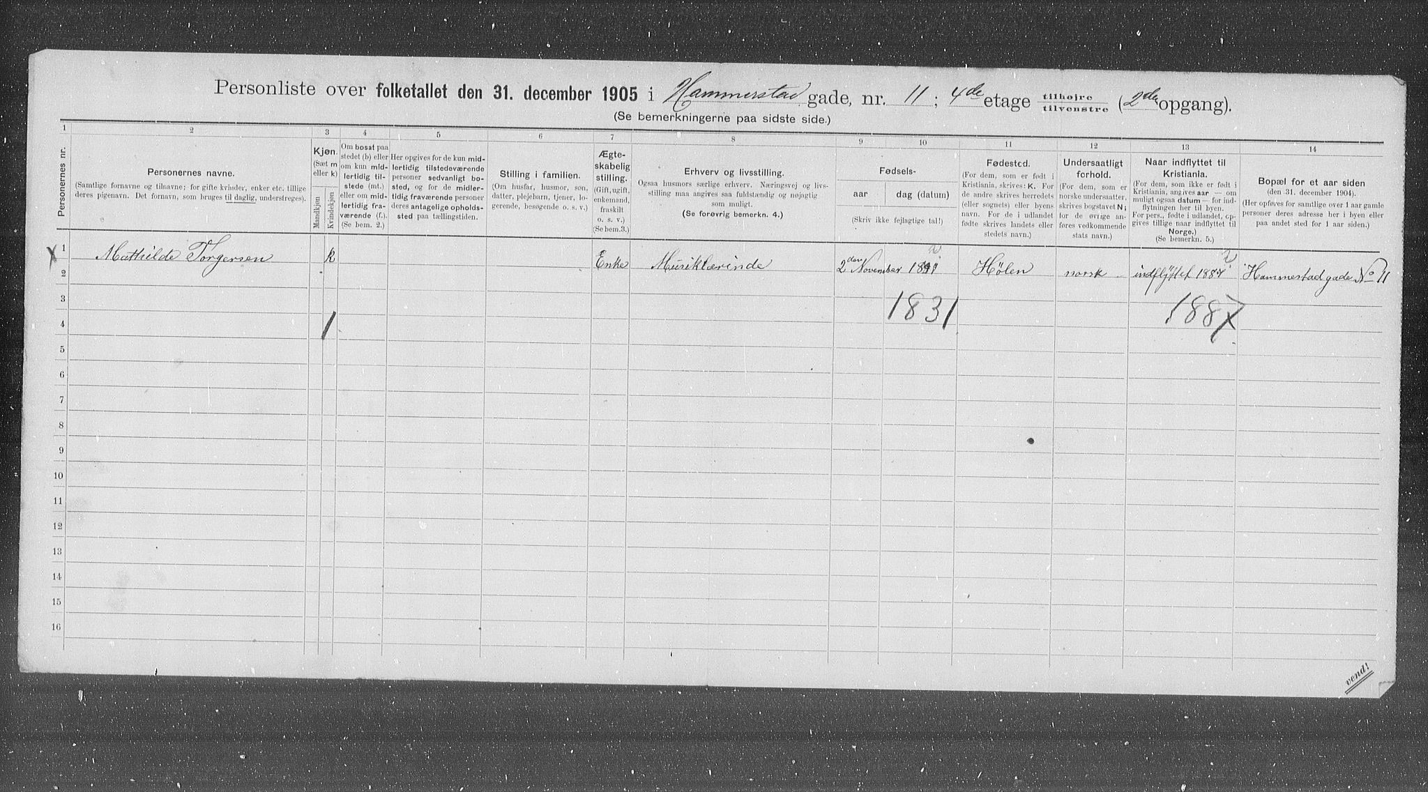 OBA, Municipal Census 1905 for Kristiania, 1905, p. 17856