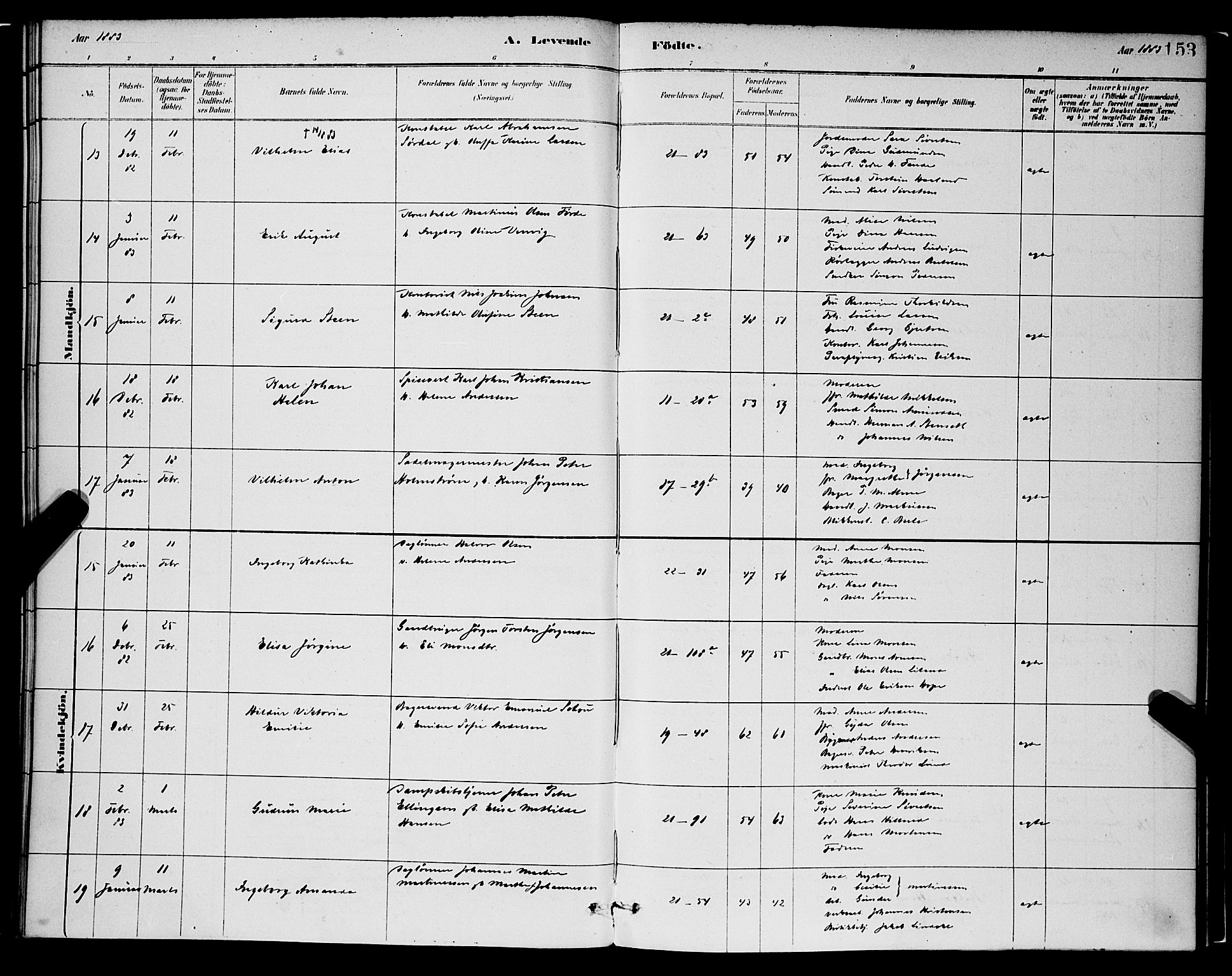 Korskirken sokneprestembete, AV/SAB-A-76101/H/Hab: Parish register (copy) no. B 8, 1878-1887, p. 153