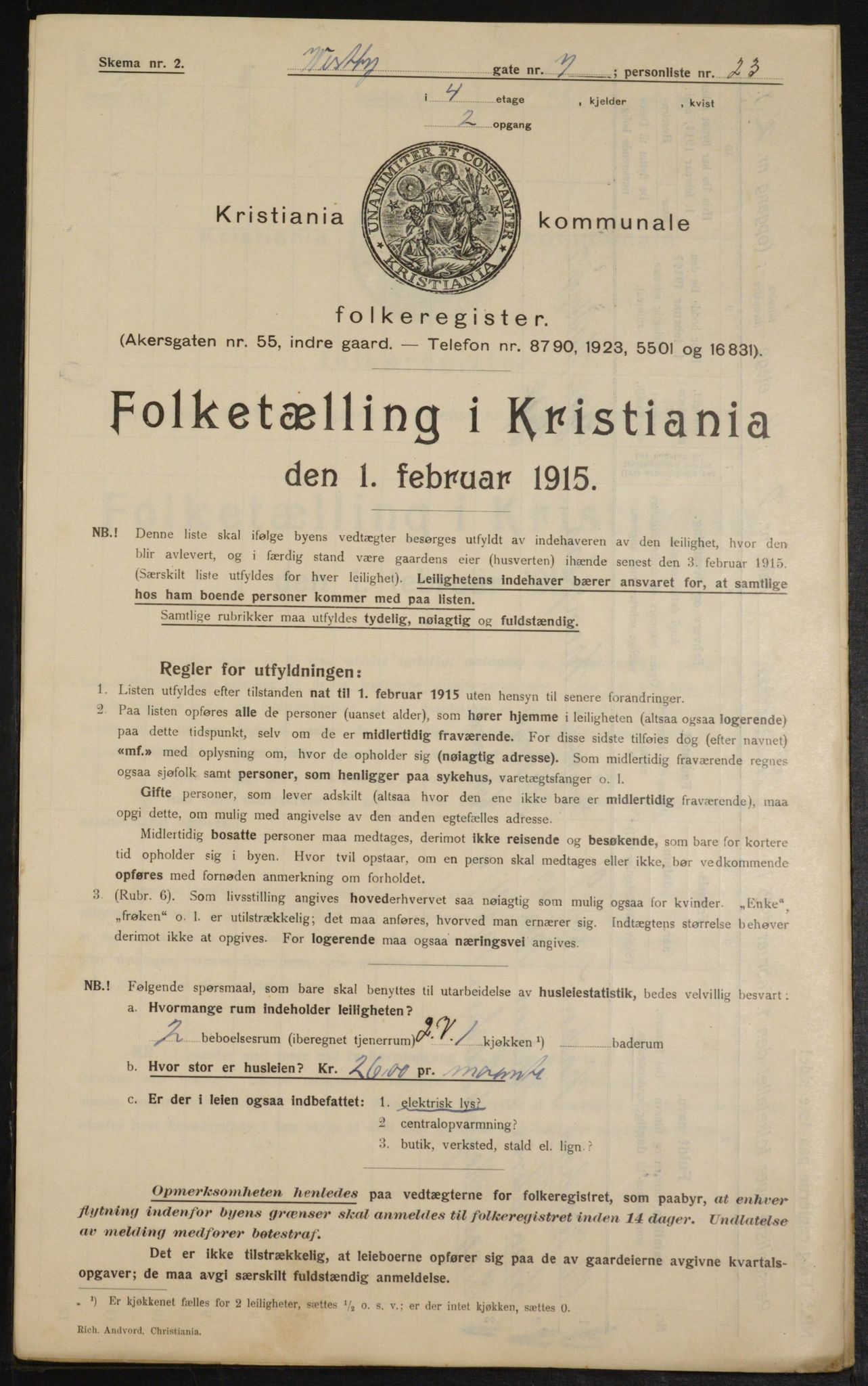 OBA, Municipal Census 1915 for Kristiania, 1915, p. 122962