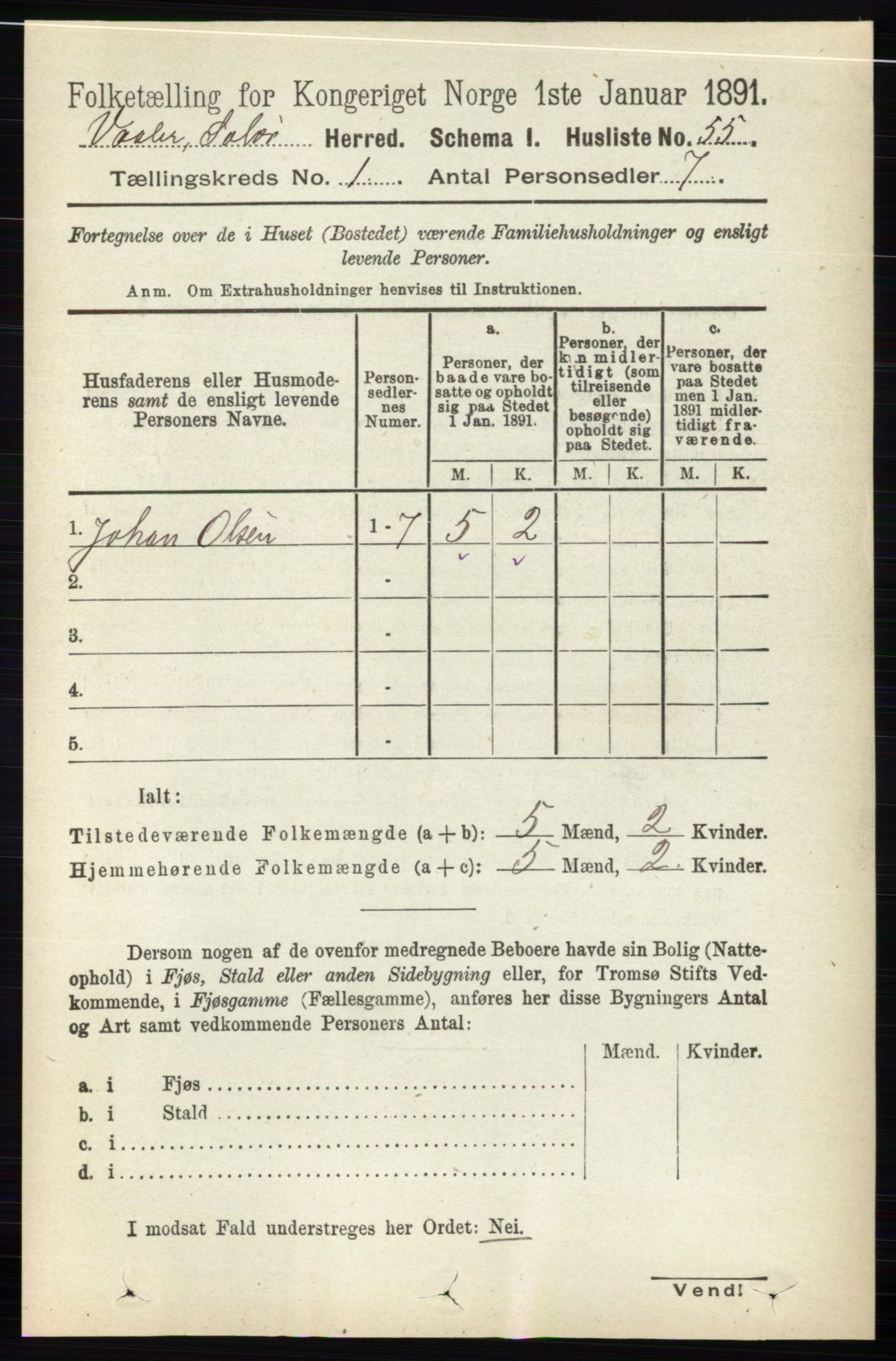 RA, 1891 census for 0426 Våler, 1891, p. 80