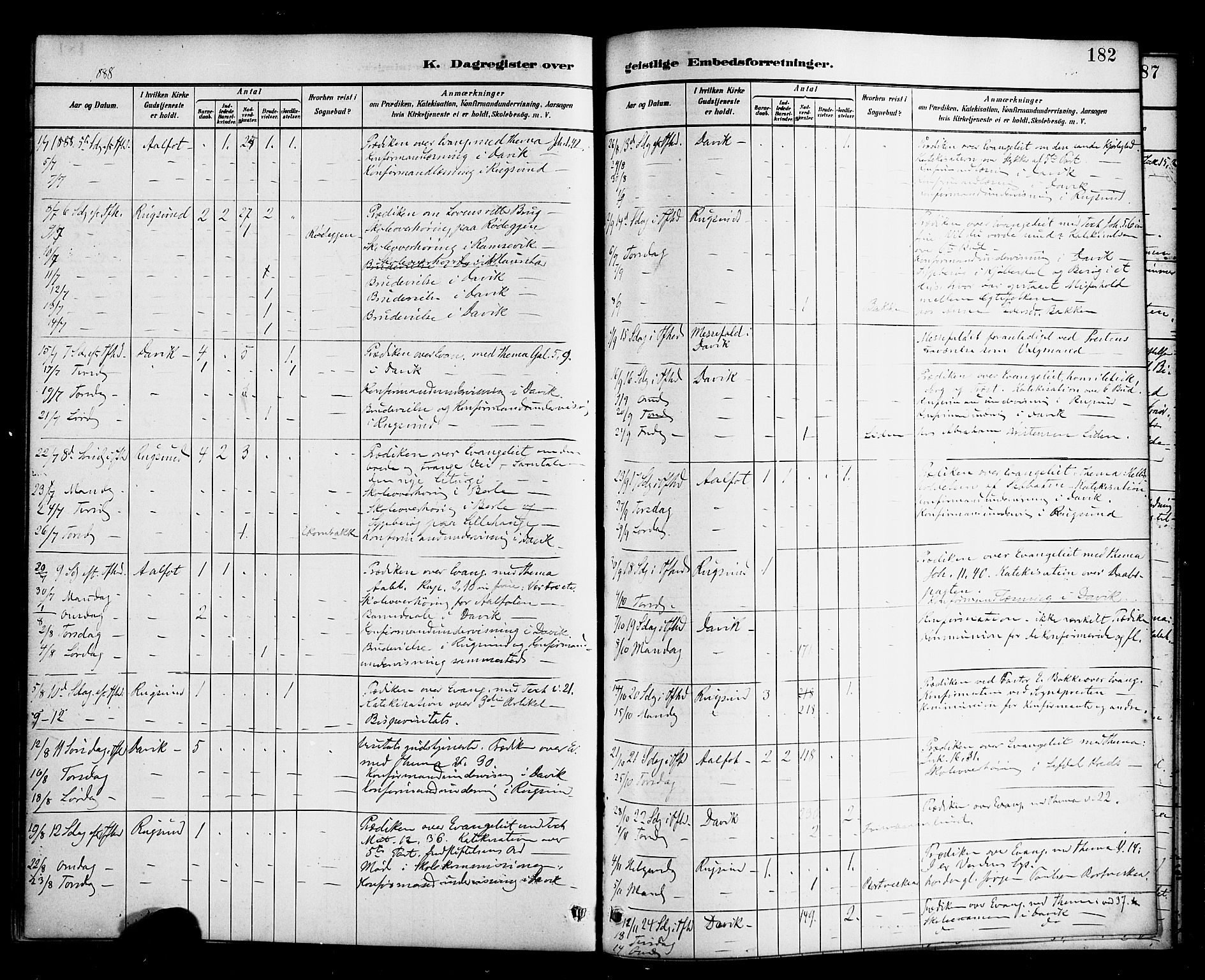 Davik sokneprestembete, AV/SAB-A-79701/H/Haa/Haab/L0001: Parish register (official) no. B 1, 1882-1900, p. 182