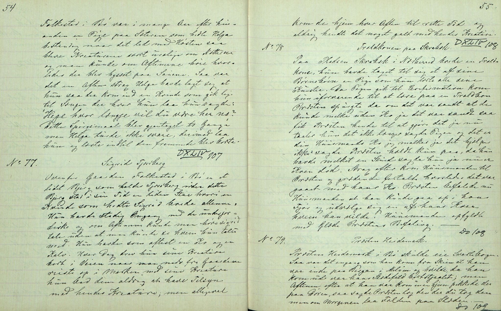 Rikard Berge, TEMU/TGM-A-1003/F/L0007/0009: 251-299 / 259 Bø i Telemarken III. Samlet af Halvor Nilsen Tvedten, 1894-1895, p. 54-55