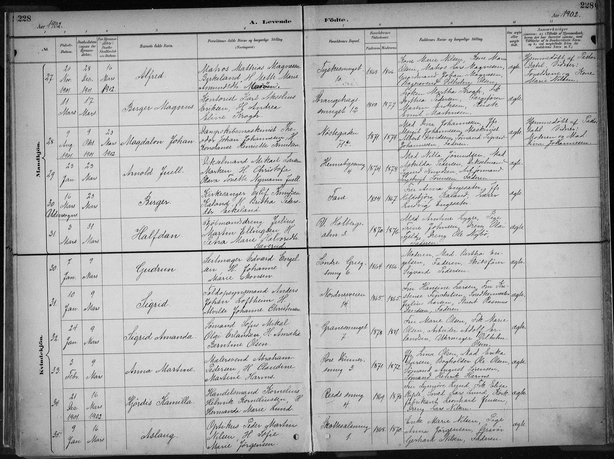 Nykirken Sokneprestembete, AV/SAB-A-77101/H/Haa/L0018: Parish register (official) no. B 6, 1895-1903, p. 228