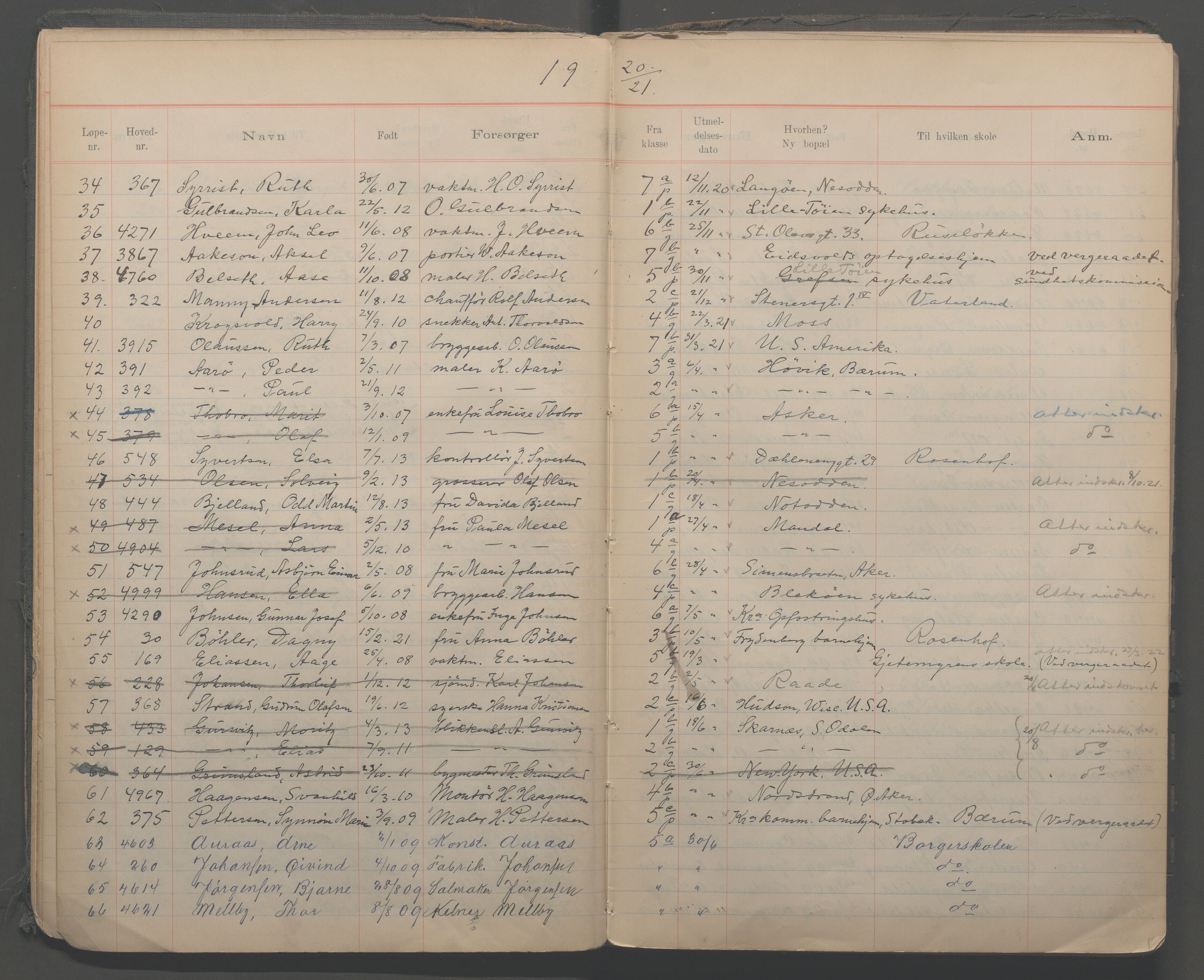 Møllergata skole, OBA/A-20129/F/Fa/L0006: Utskrivningsprotokoll, 1917-1965, p. 17