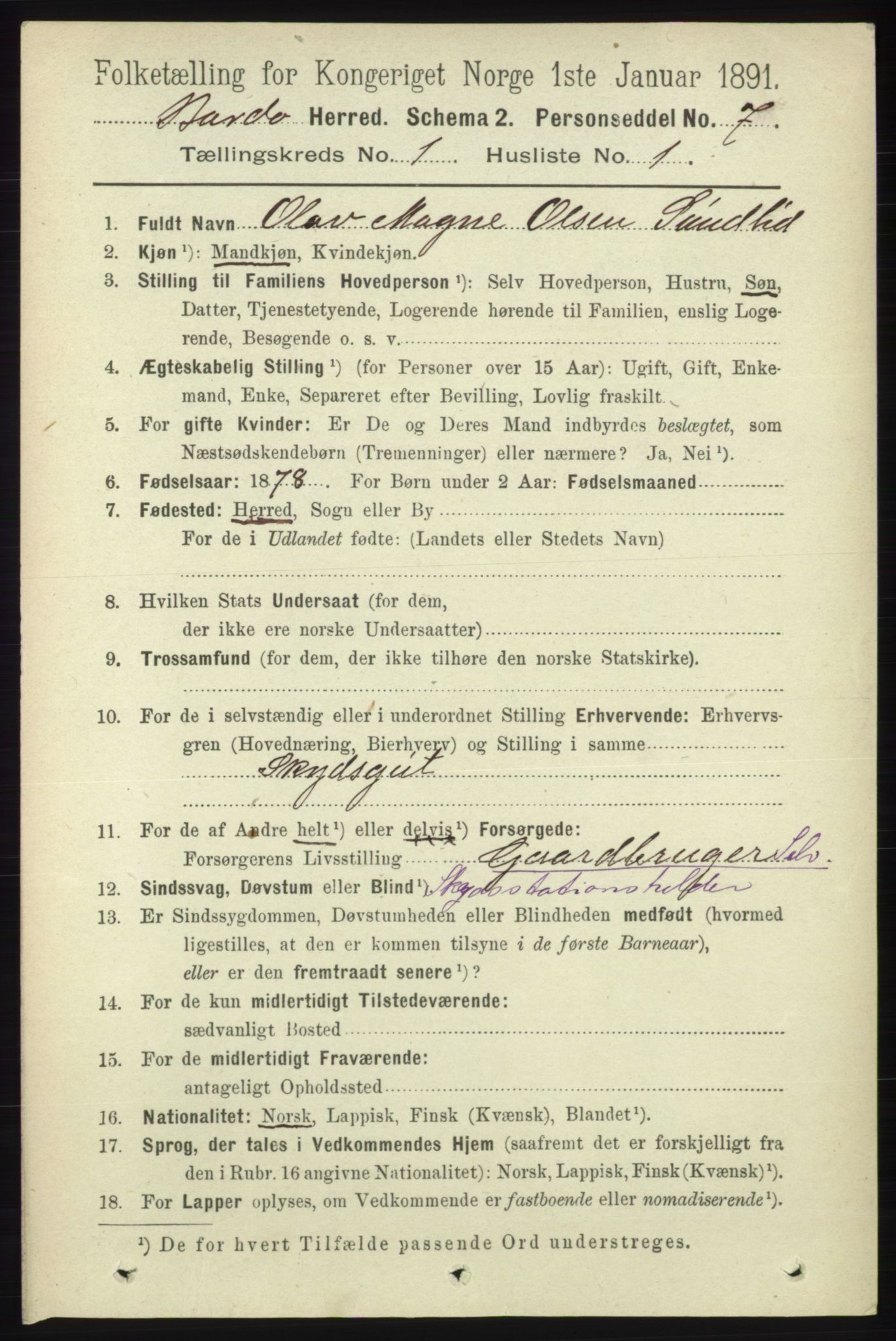 RA, 1891 census for 1922 Bardu, 1891, p. 64