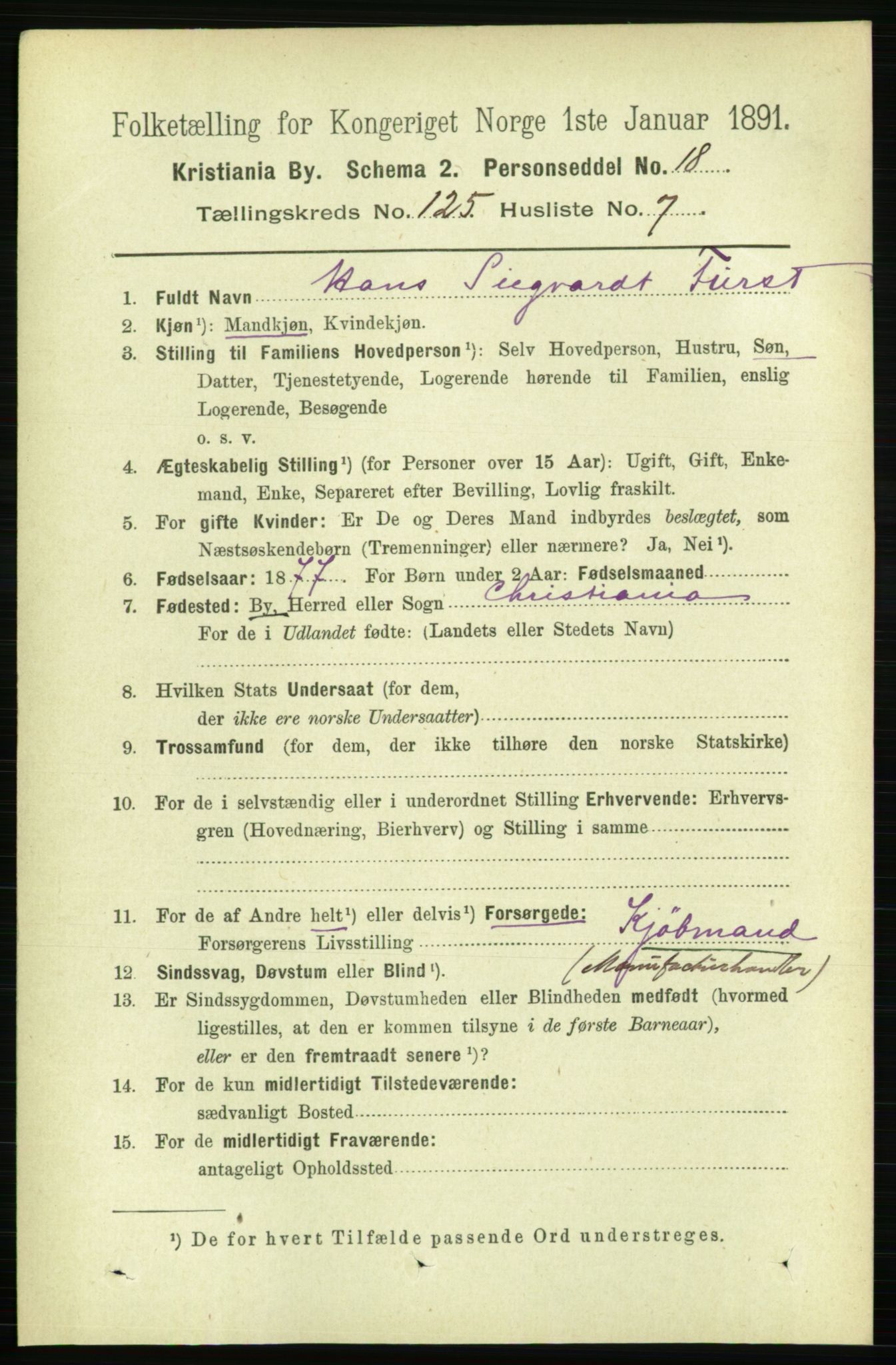 RA, 1891 census for 0301 Kristiania, 1891, p. 66948