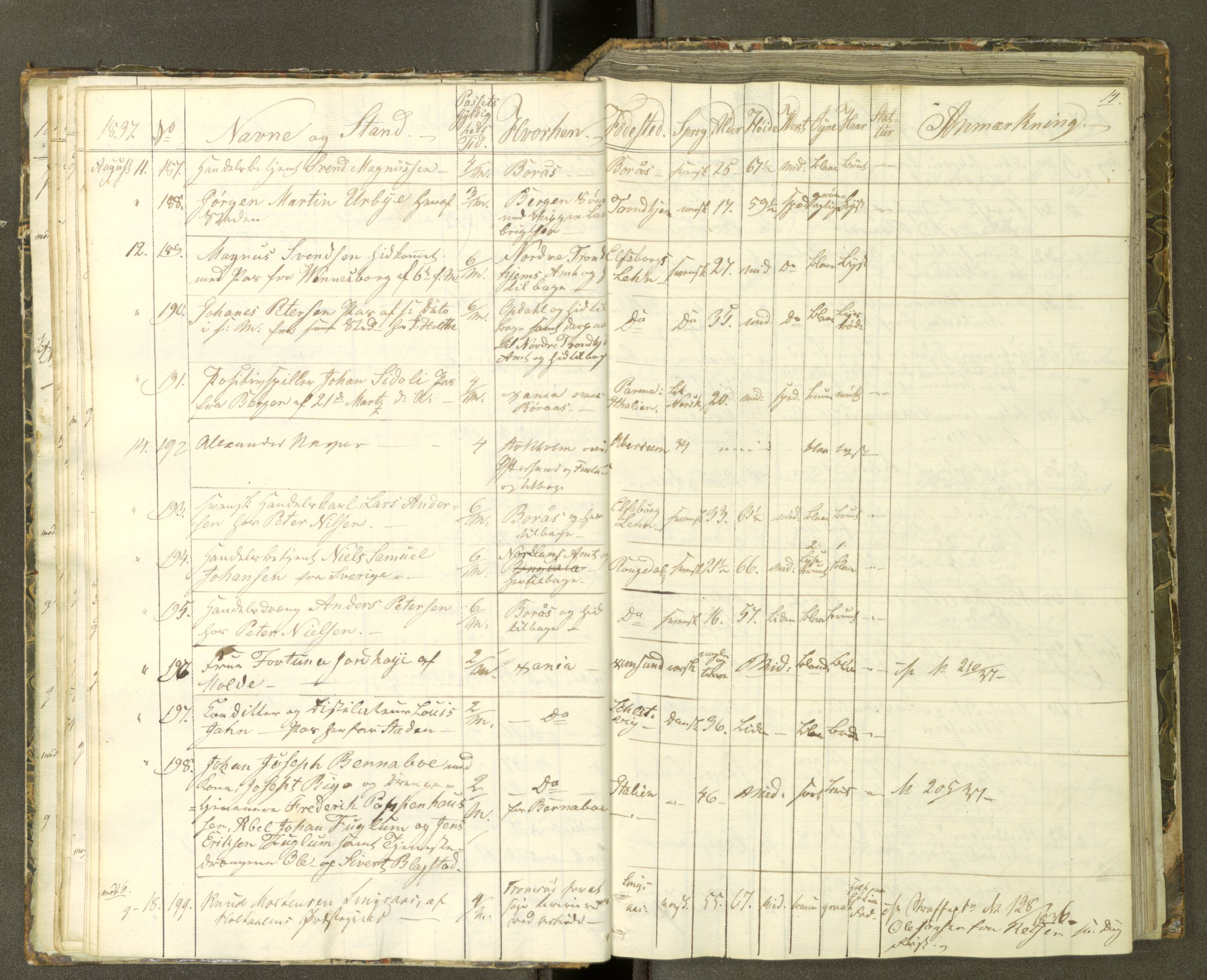 Trondheim politikammer, AV/SAT-A-1887/1/30/L0007: Passprotokoll. Første del:utstedtete pass. Andre del :innleverte/fornyede, 1837-1840, p. 13b-14a