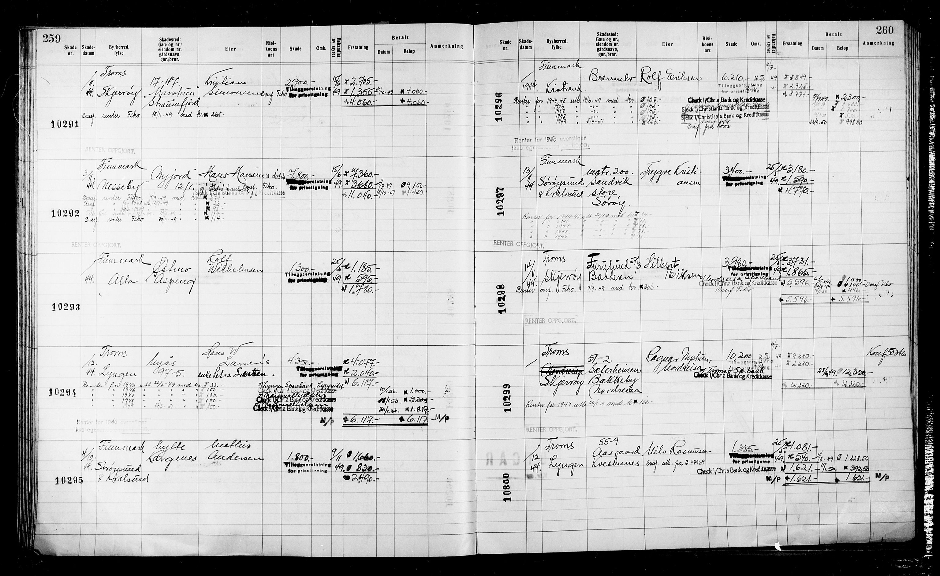 Krigsskadetrygdene for bygninger og løsøre, AV/RA-S-1548/V/L0043: Bygning, ikke trygdet., 1940-1945, p. 259-260